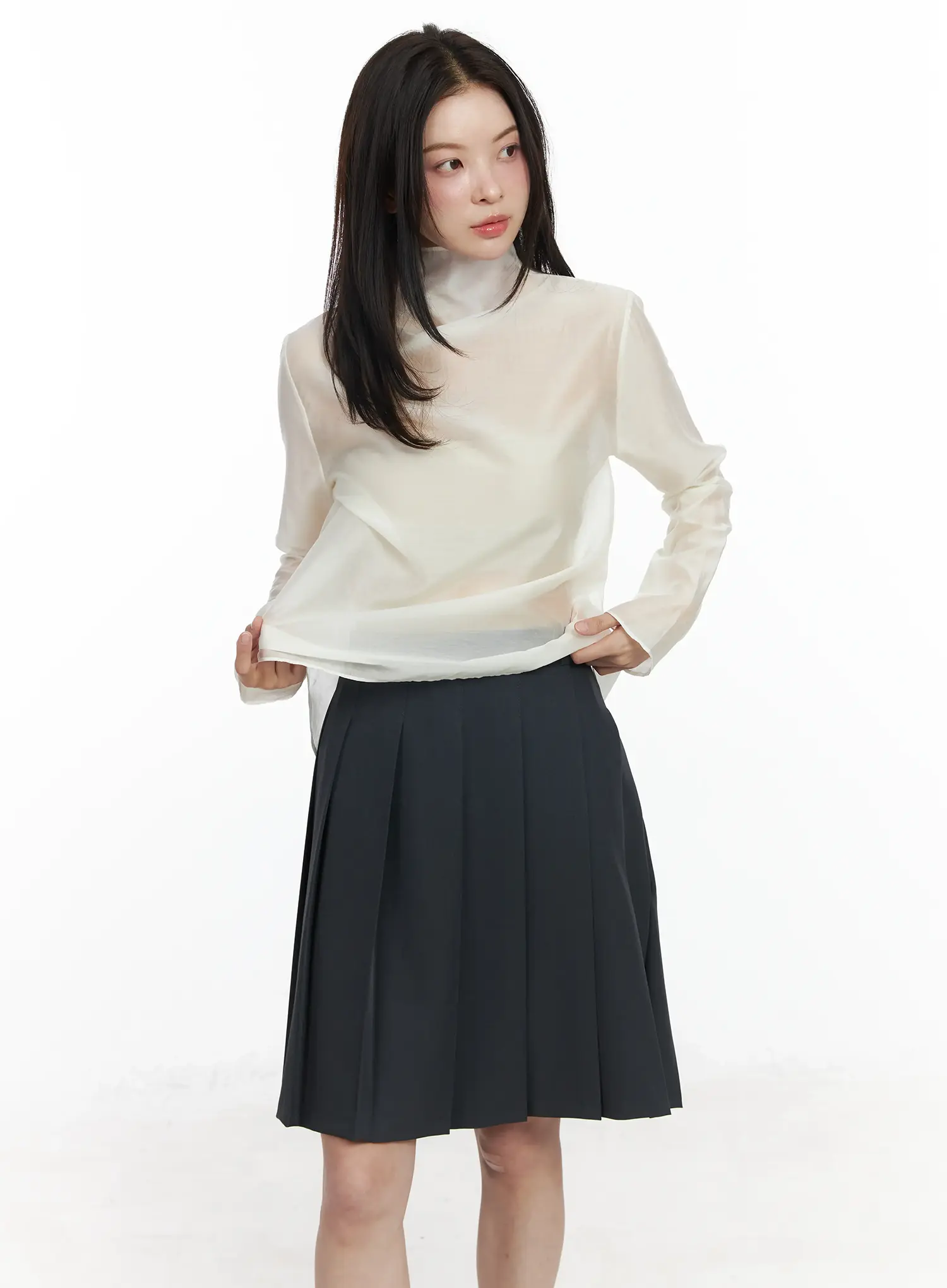 Sheer High Neck Blouse IF524 - Image 11