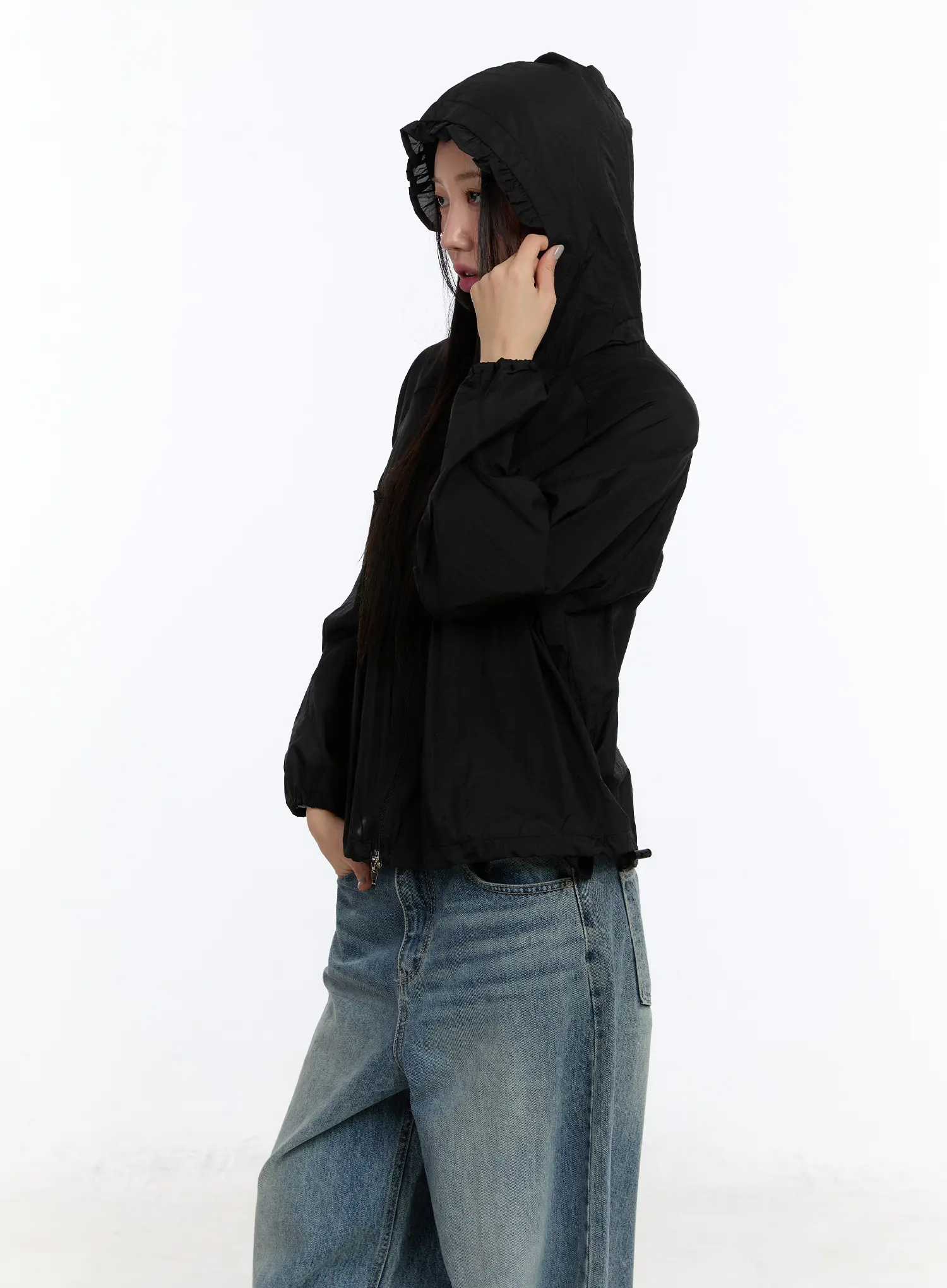 Sheer Hooded Zip Up Jacket CF510 - Image 10