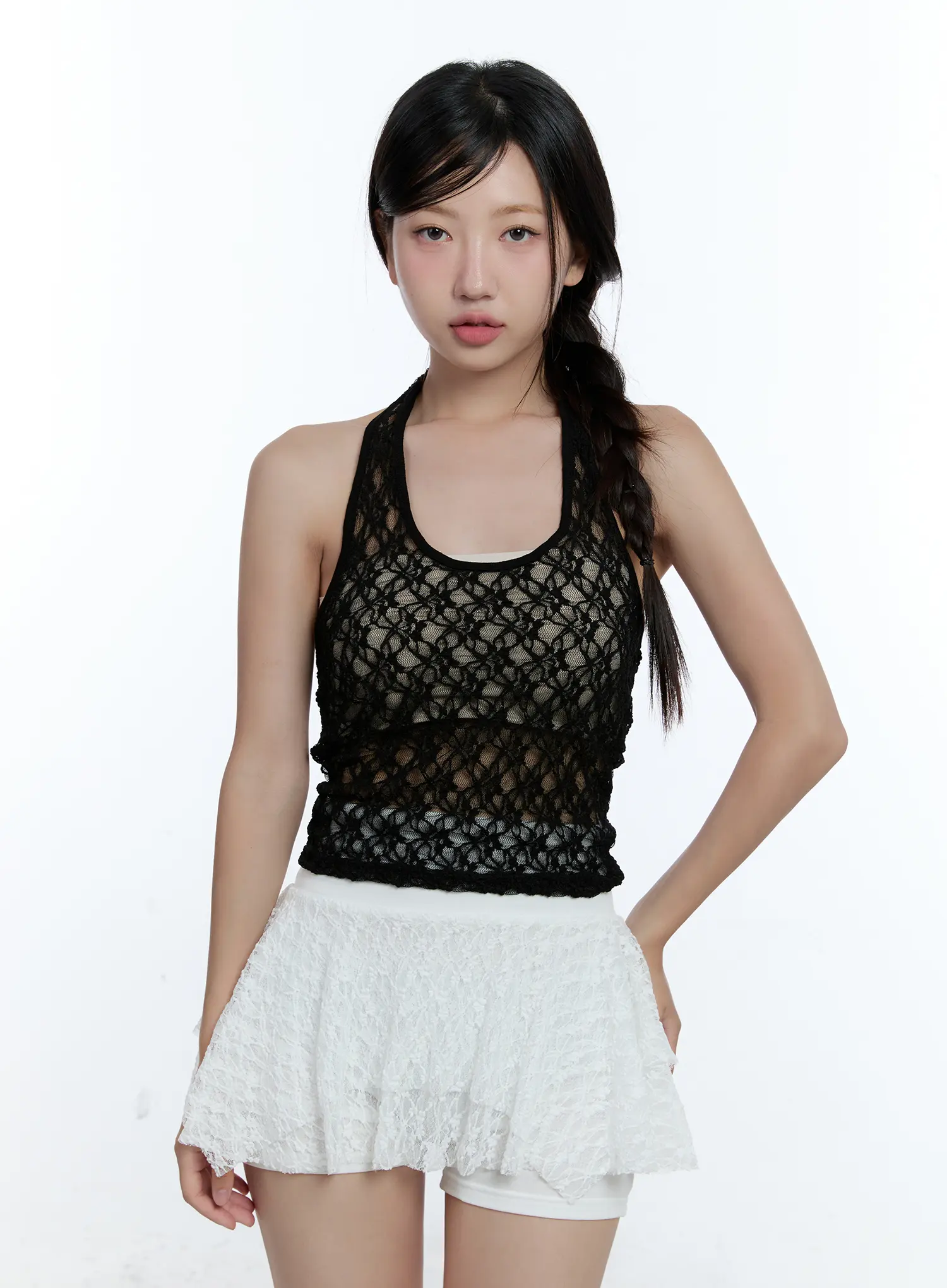 Sheer Lace Halter Neck Top CU527 - Image 12