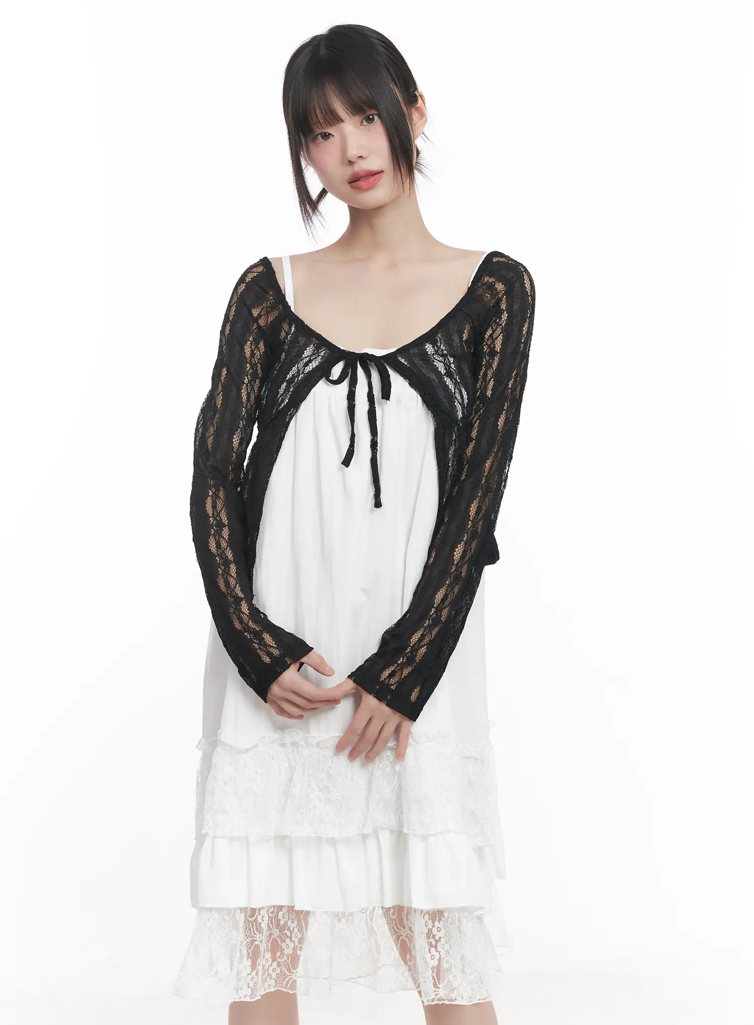 Sheer Lace Ribbon Cardigan CU518 - Image 11