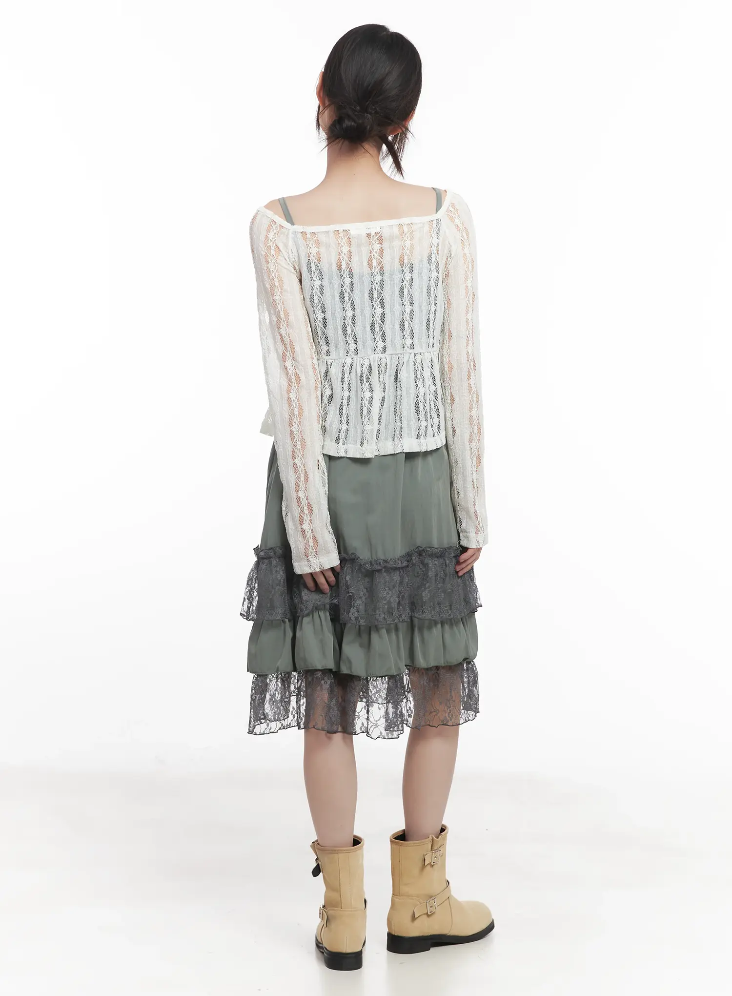 Sheer Lace Ribbon Cardigan CU518 - Image 4