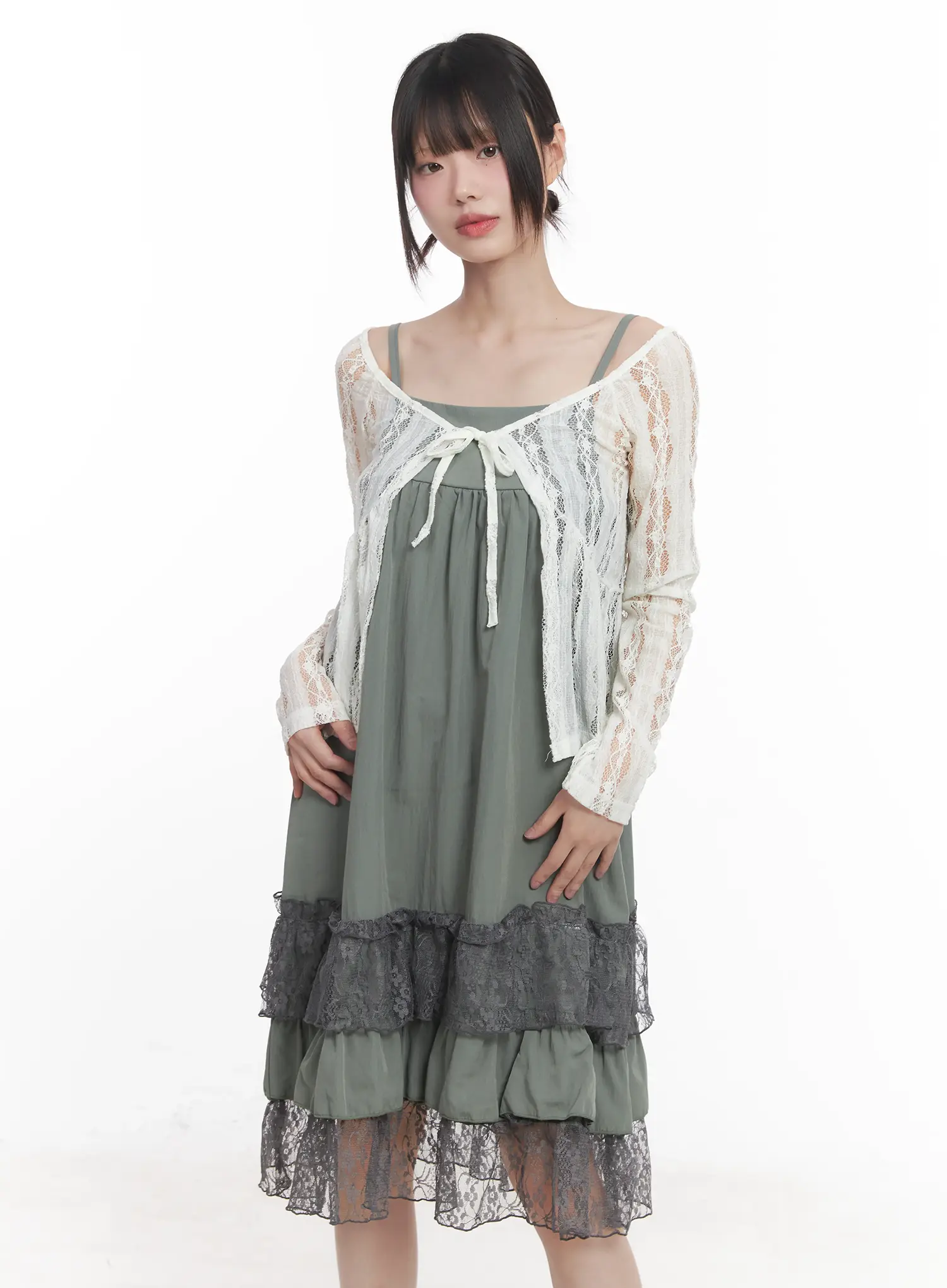 Sheer Lace Ribbon Cardigan CU518 - Image 5