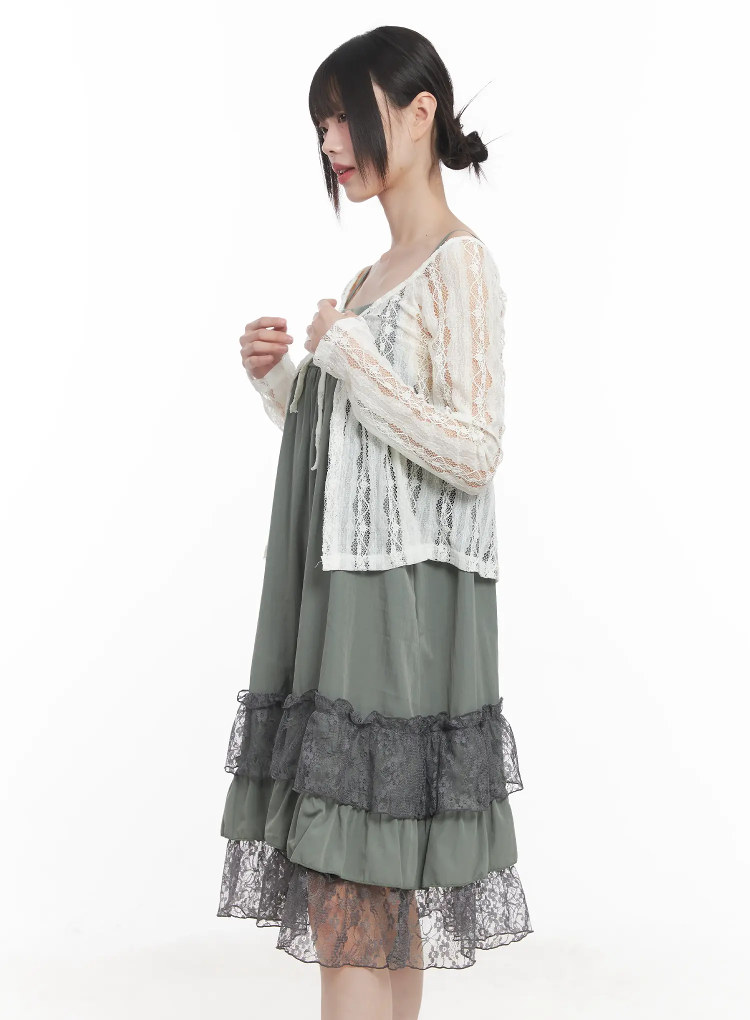Sheer Lace Ribbon Cardigan CU518 - Image 6