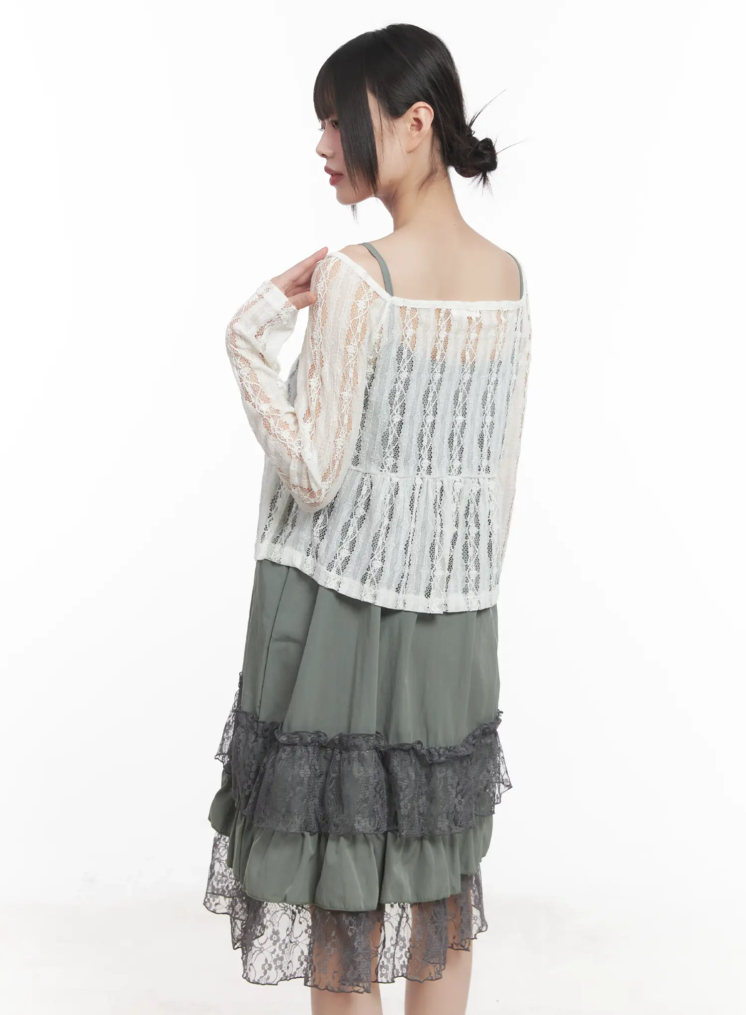 Sheer Lace Ribbon Cardigan CU518 - Image 7