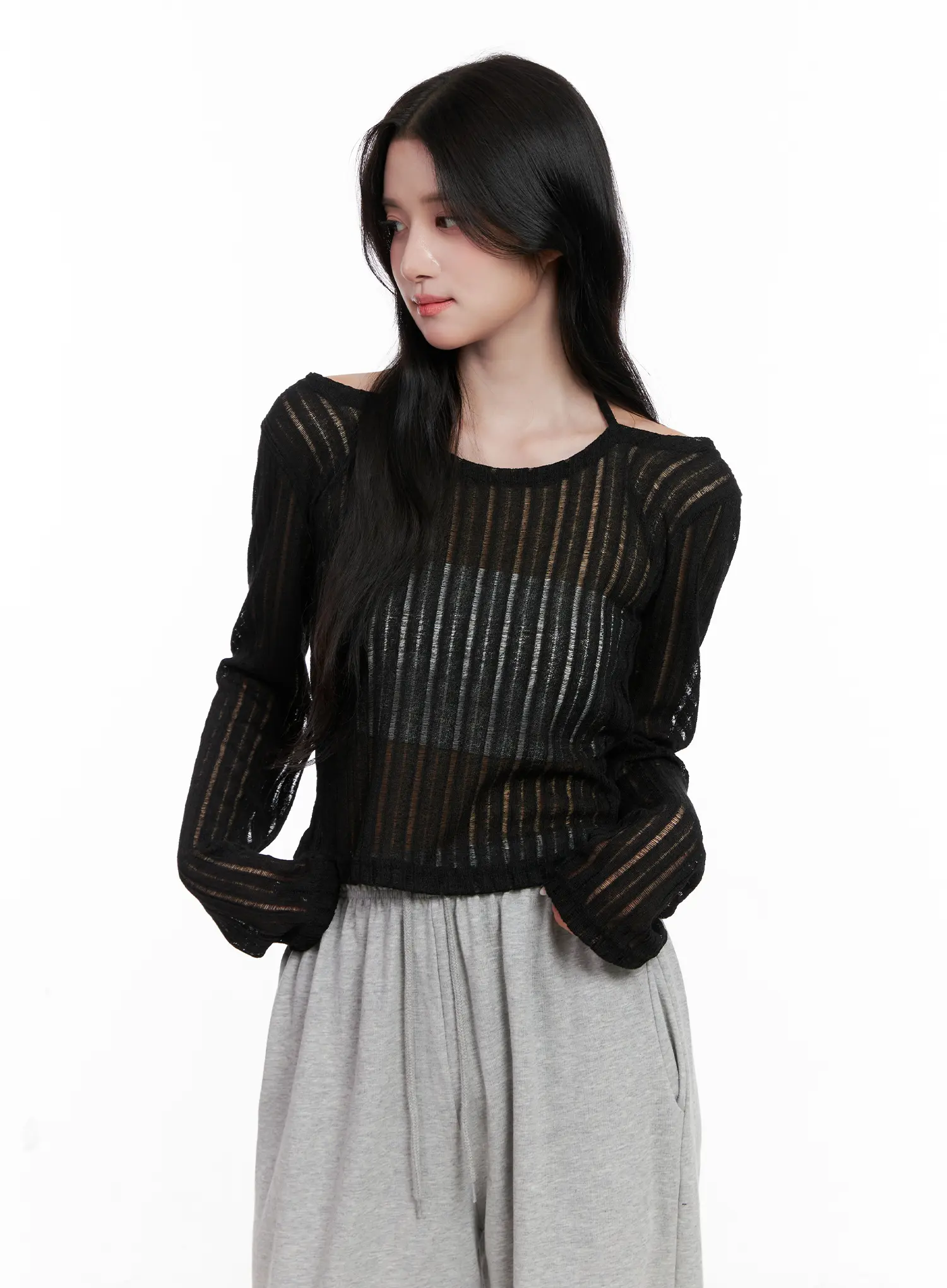 Sheer Linen Long-Sleeve Top CL515 - Image 2