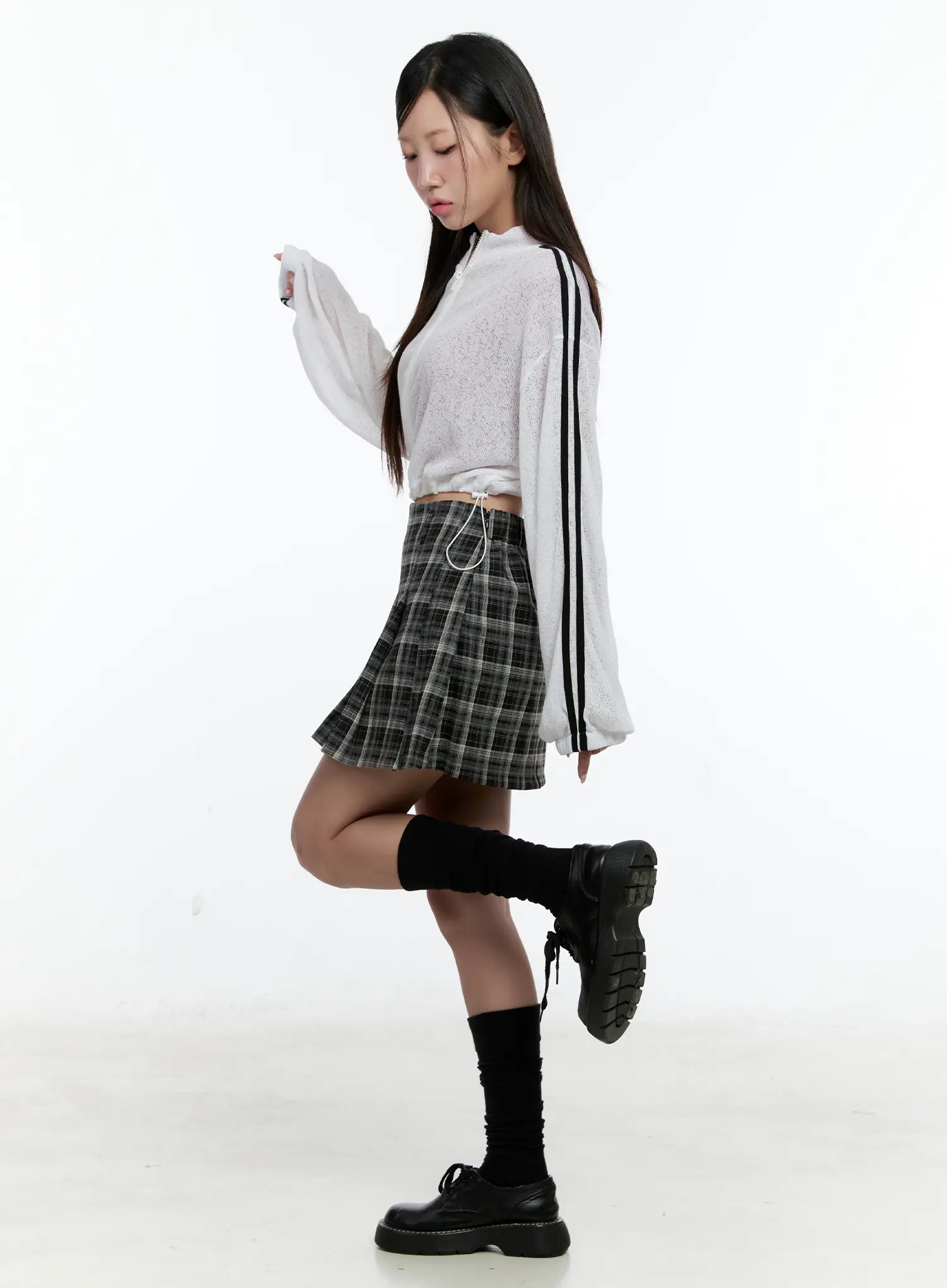 Sheer Linen Zip-Up Crop Jacket CS518 - Image 4