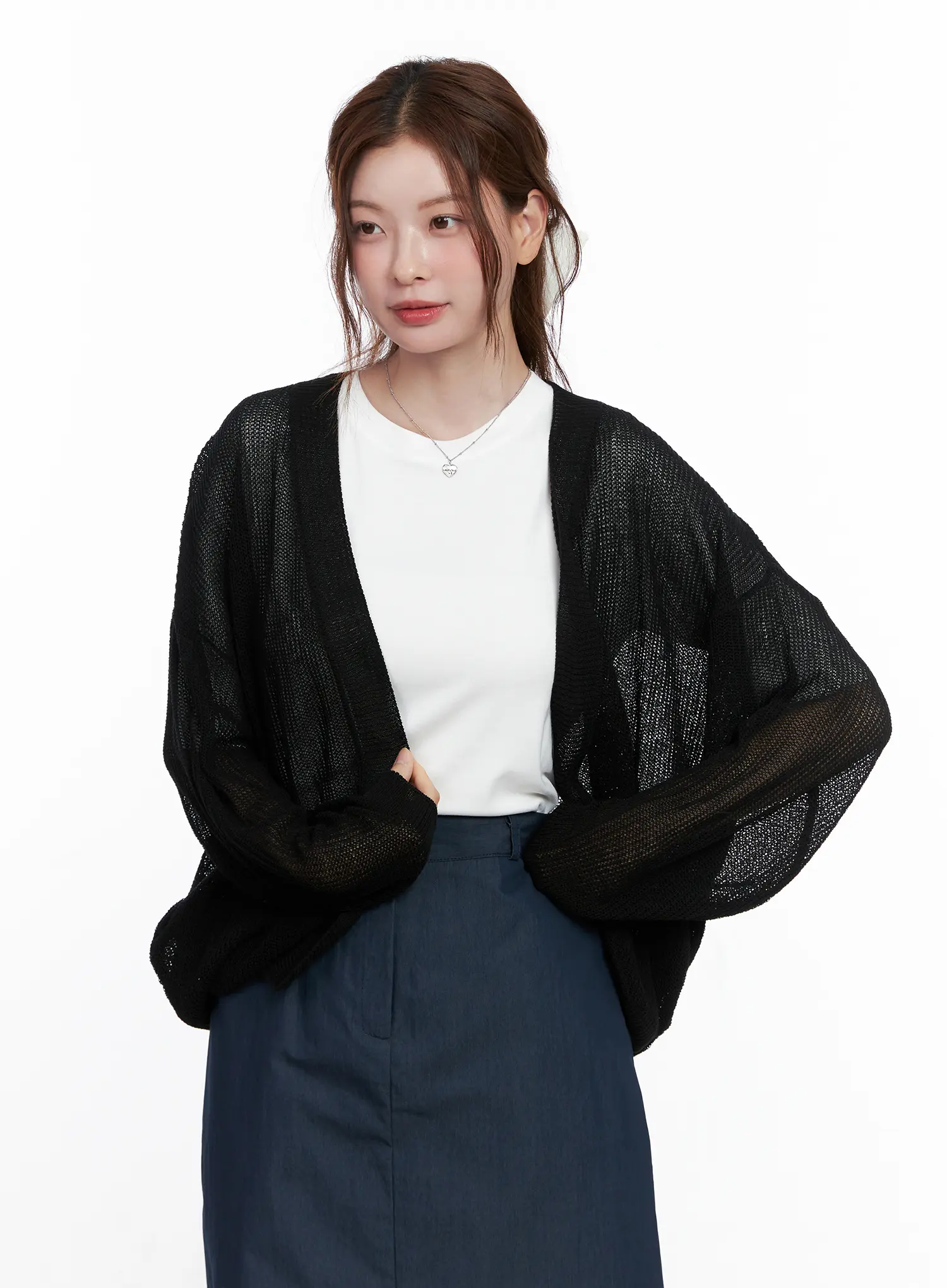 Sheer Loose-Fit Cardigan CG521 - Image 9