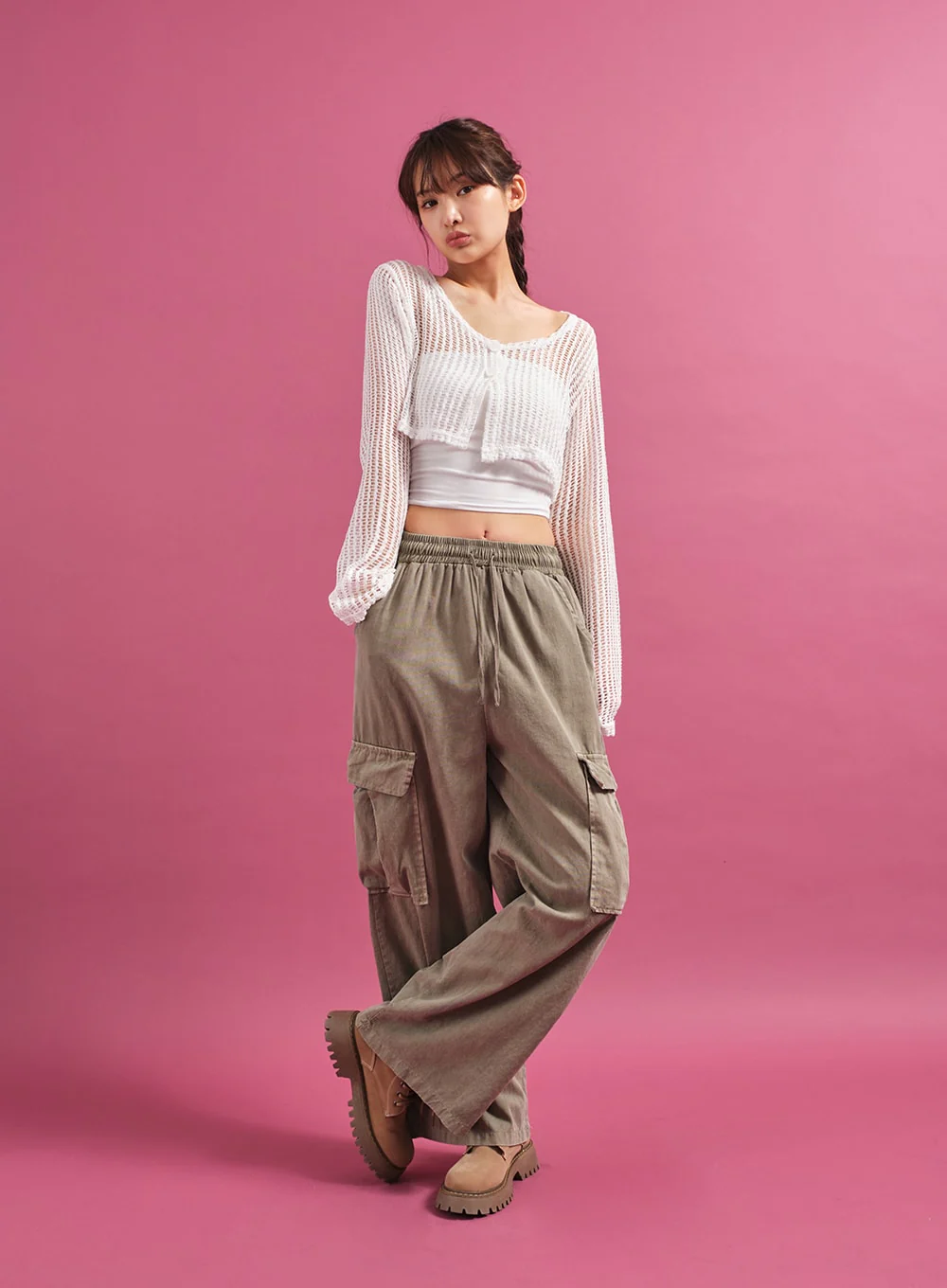 Sheer Mesh Crop Cardigan CY17 - Image 2