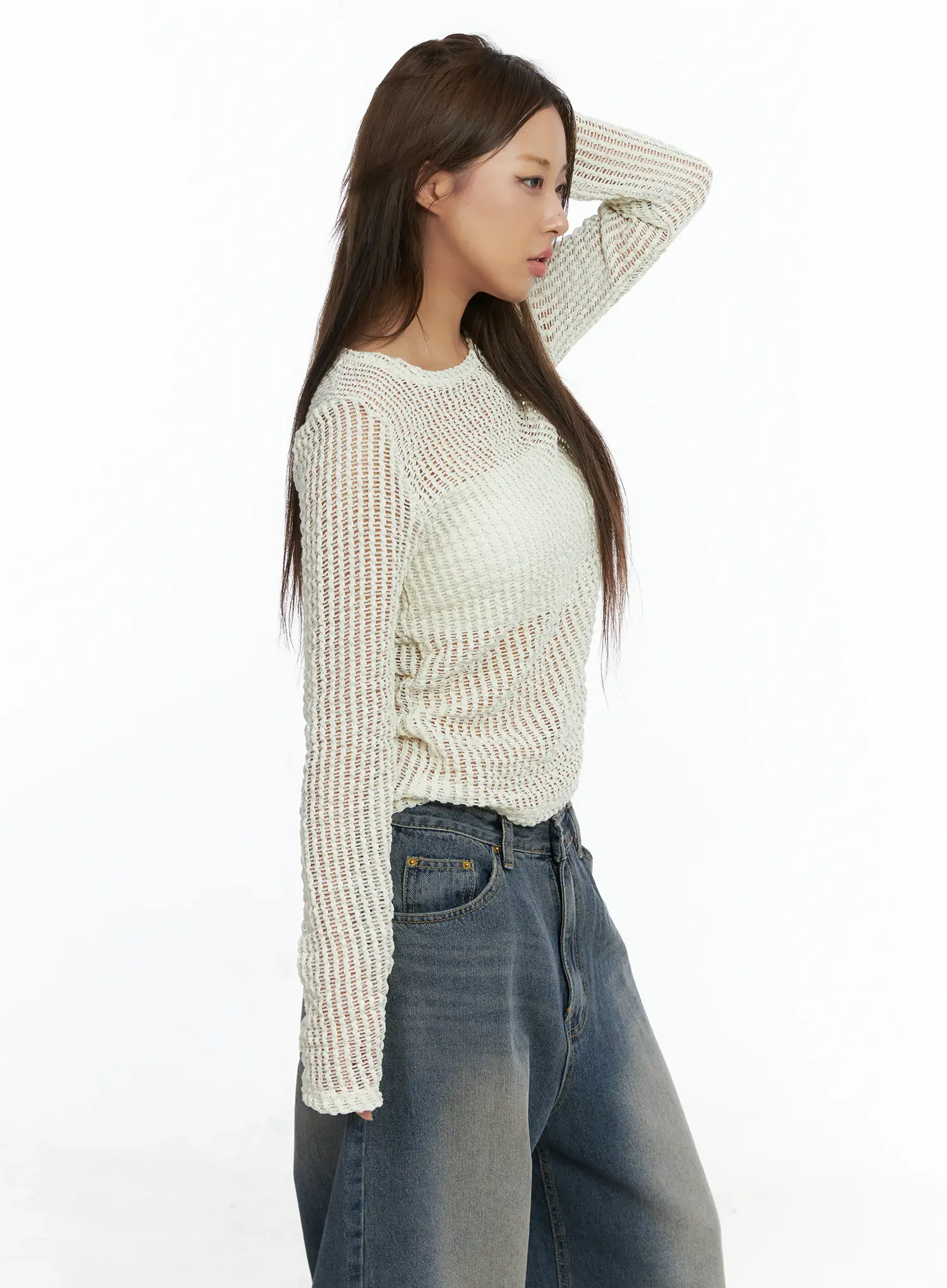 Sheer Mesh Knit Pullover CS504 - Image 3