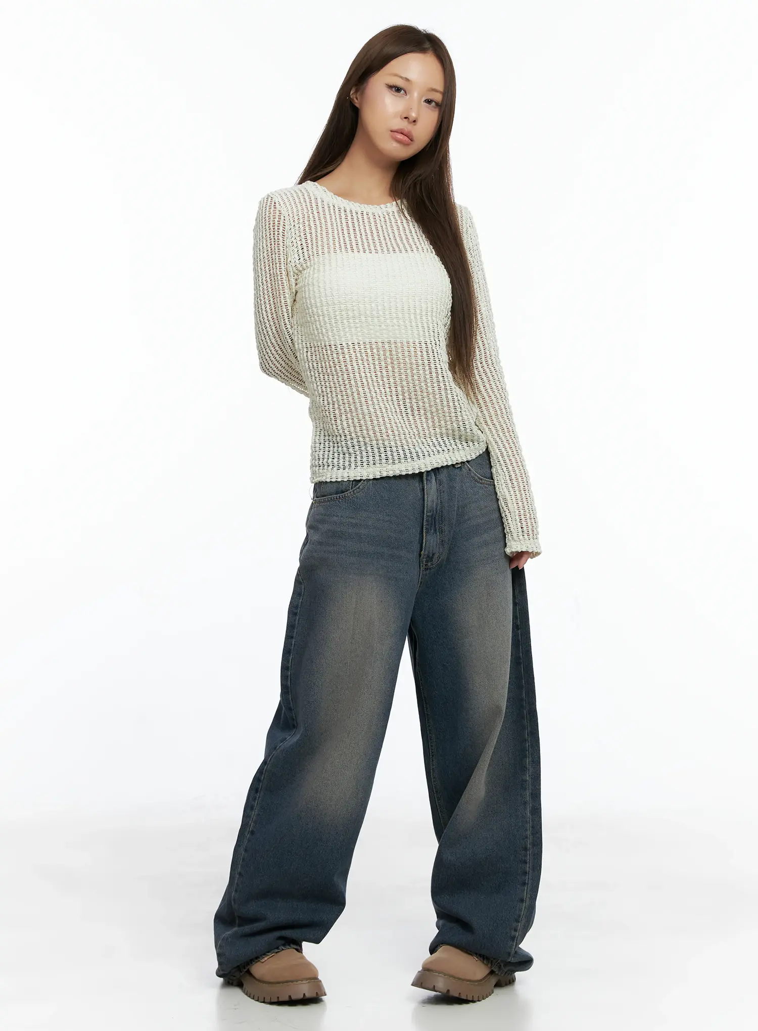 Sheer Mesh Knit Pullover CS504 - Image 4