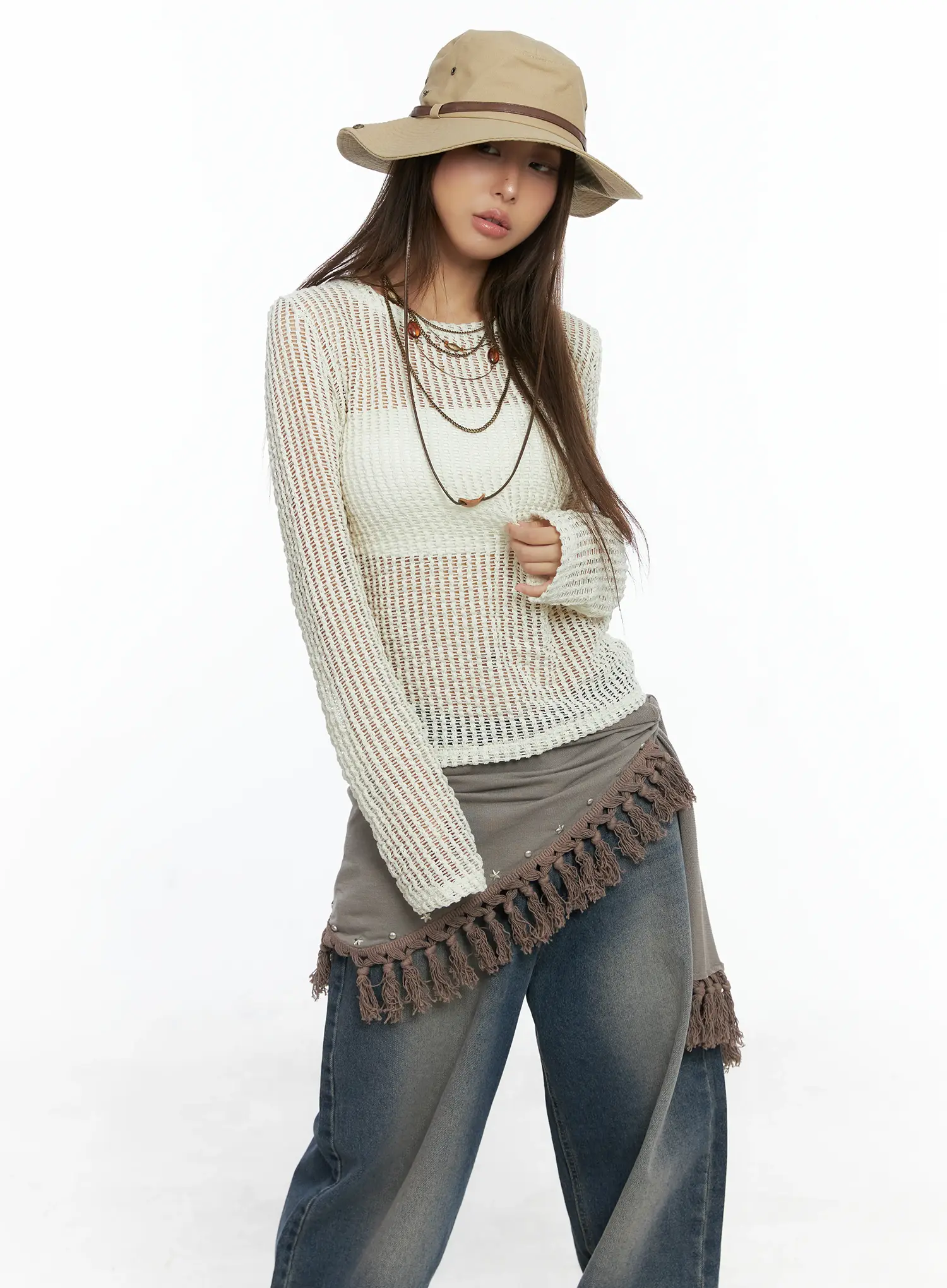 Sheer Mesh Knit Pullover CS504 - Image 9