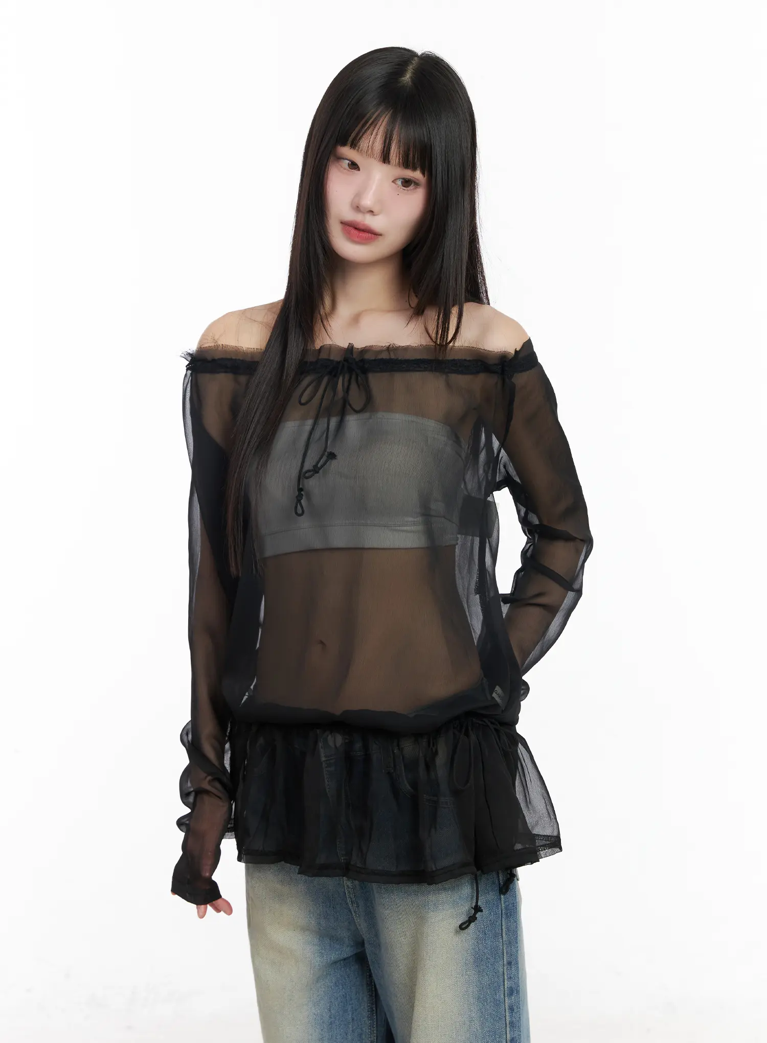 Sheer Off-Shoulder Blouse CM524 - Image 12