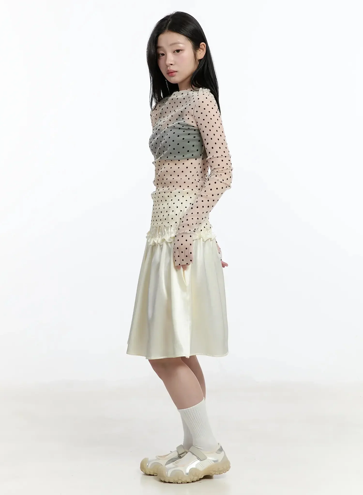 Sheer Polka Dot Long Sleeve Top IM519 - Image 10