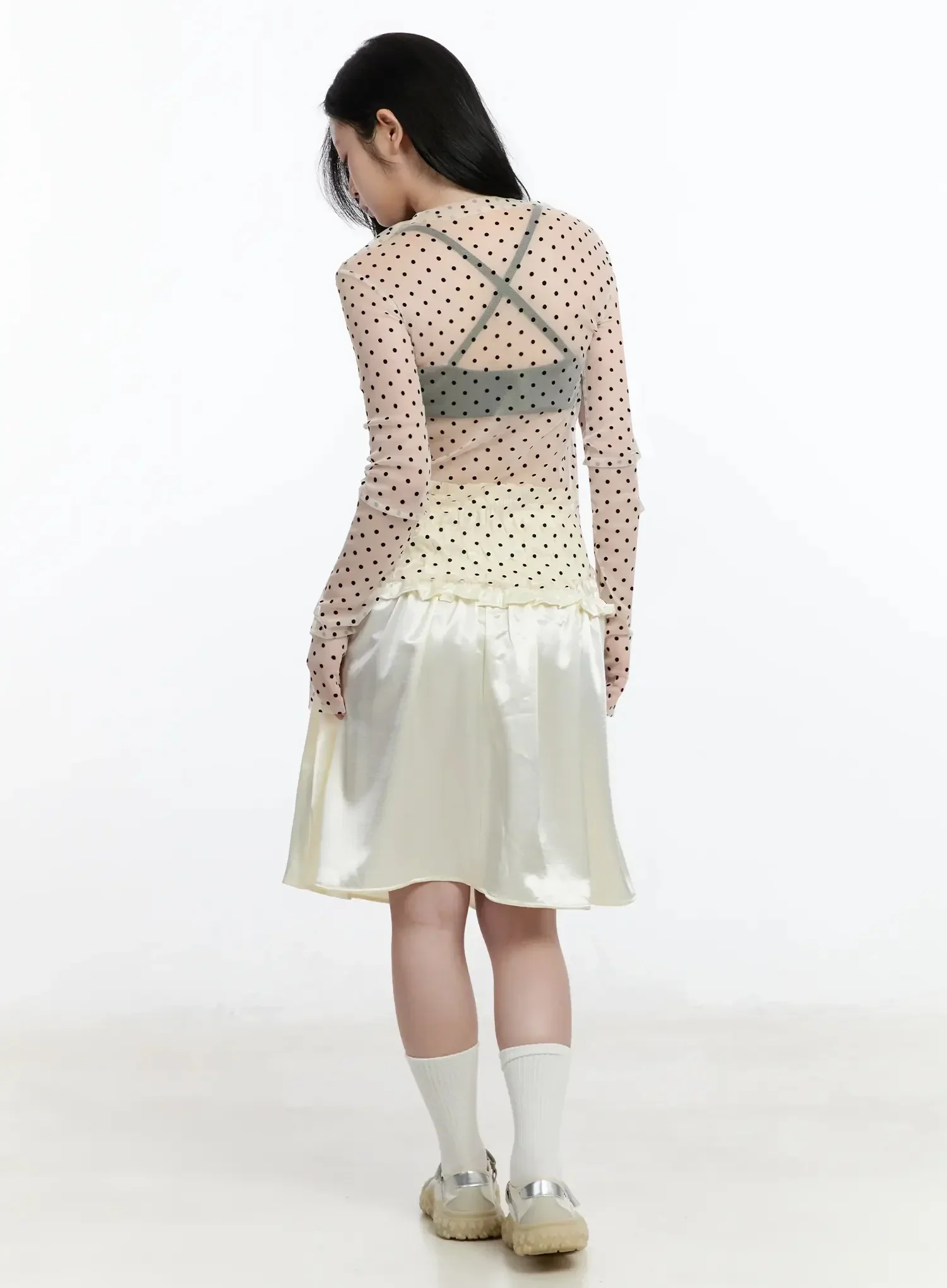 Sheer Polka Dot Long Sleeve Top IM519 - Image 11