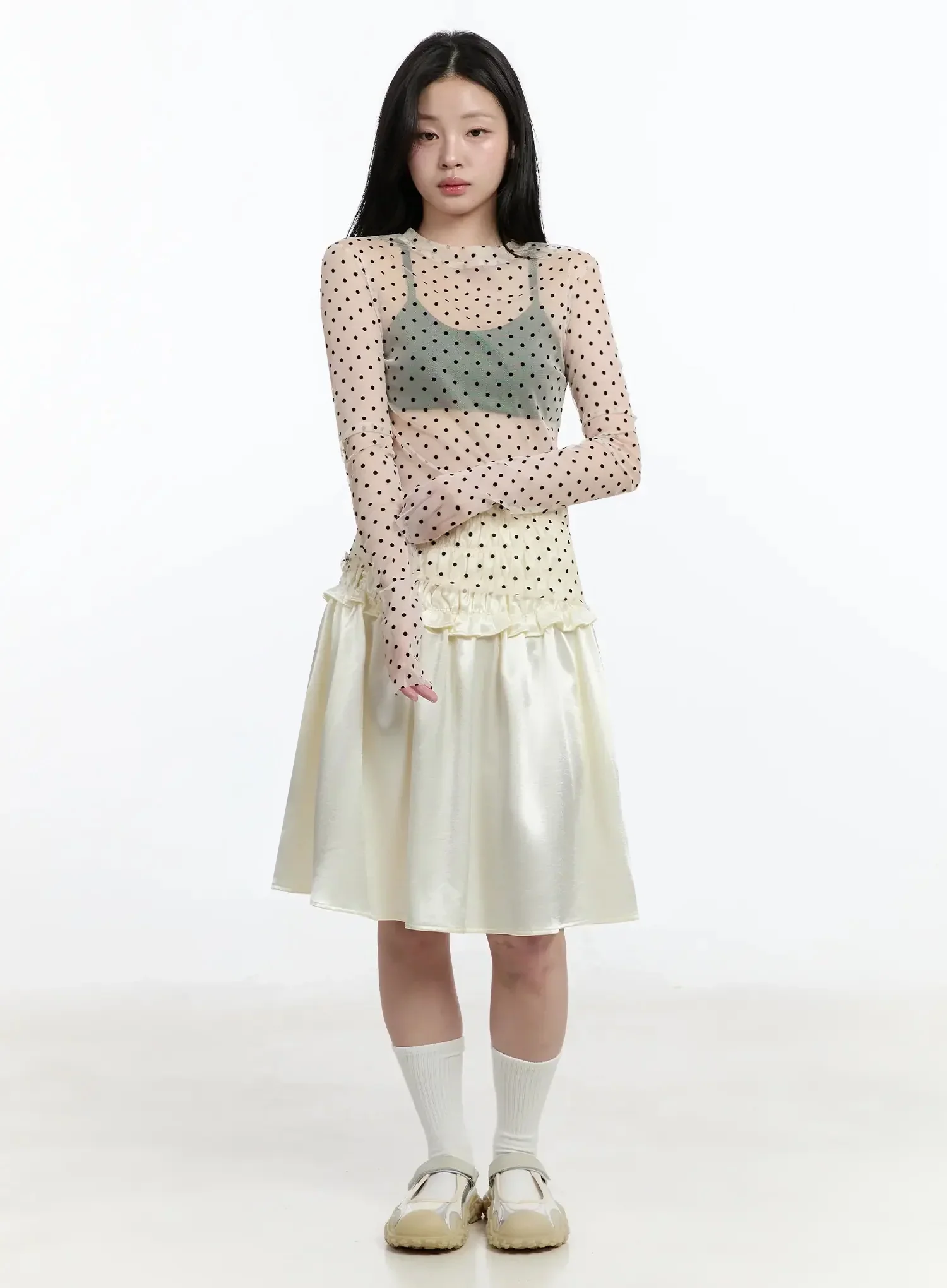 Sheer Polka Dot Long Sleeve Top IM519 - Image 6