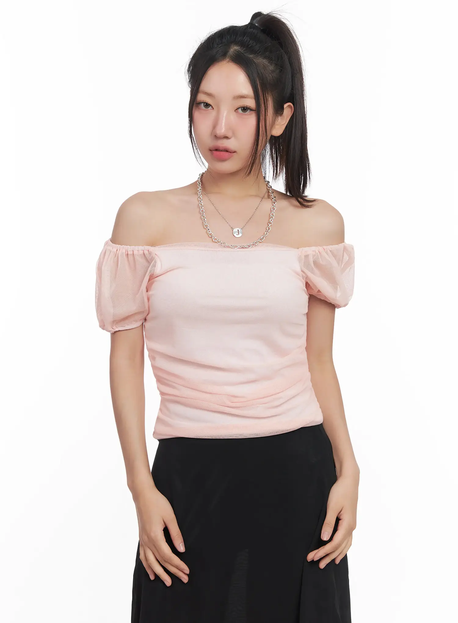 Sheer Puff-Sleeve Crop Top IU509 - Image 16