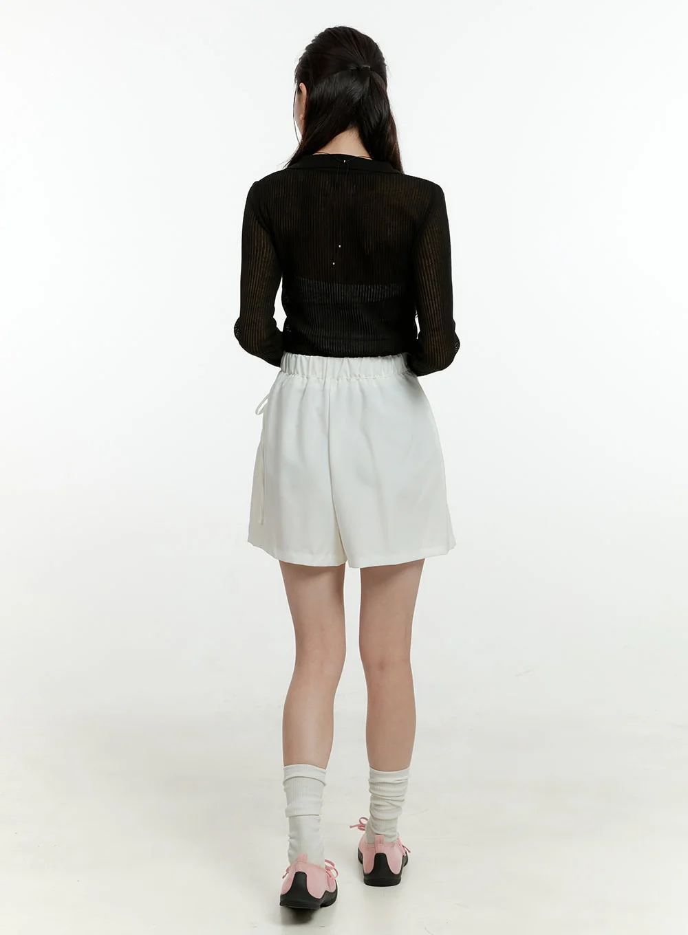 Sheer Ribbed Buttoned Cardigan OL430 - Image 3