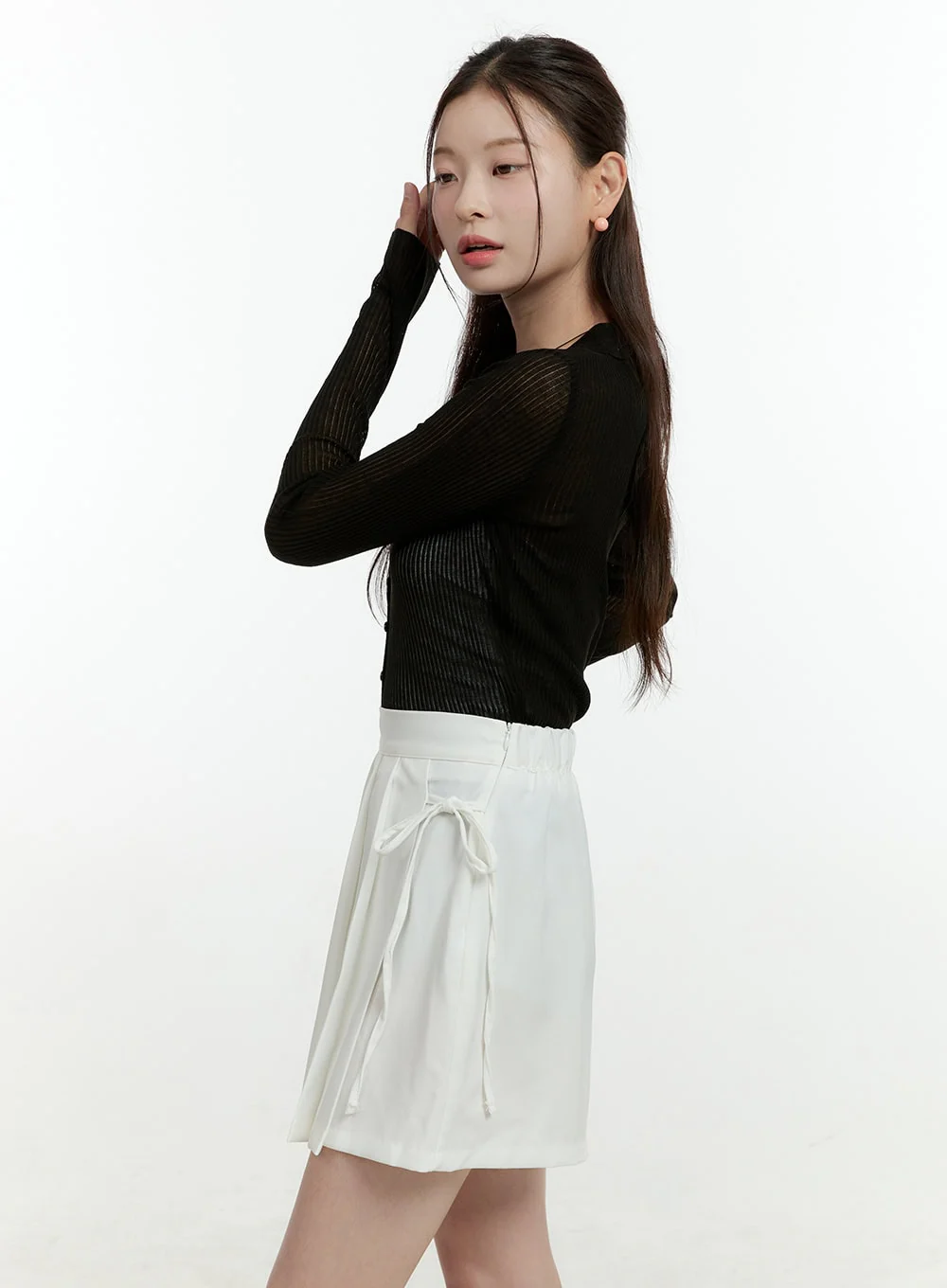 Sheer Ribbed Buttoned Cardigan OL430 - Image 5