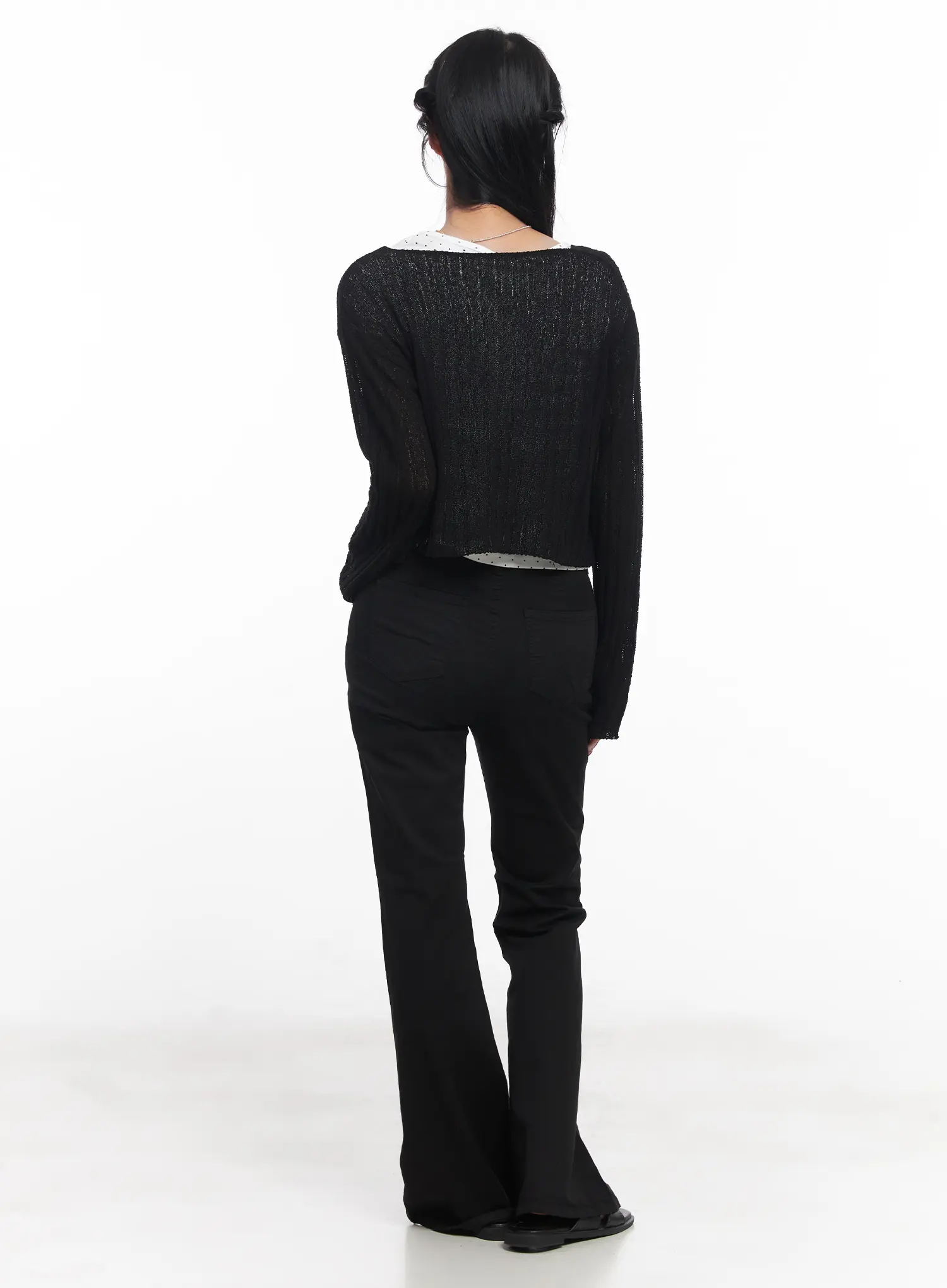 Sheer Ribbed Cardigan CU525 - Image 10