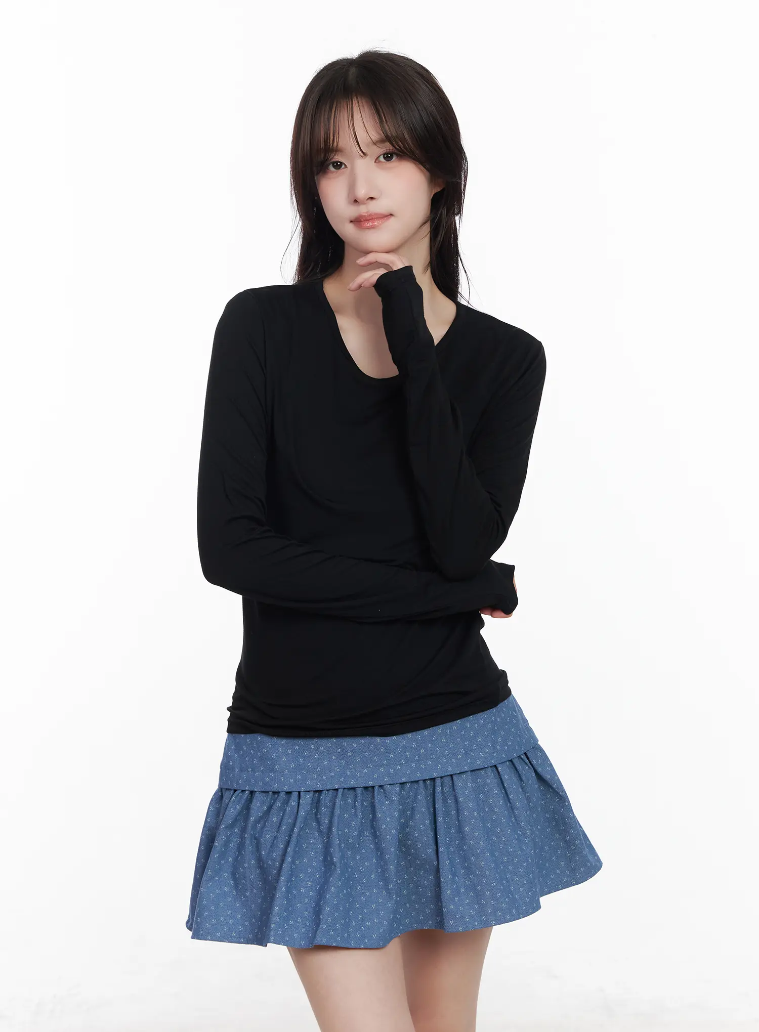 Sheer Round Neck Long Sleeve Top CM527 - Image 2