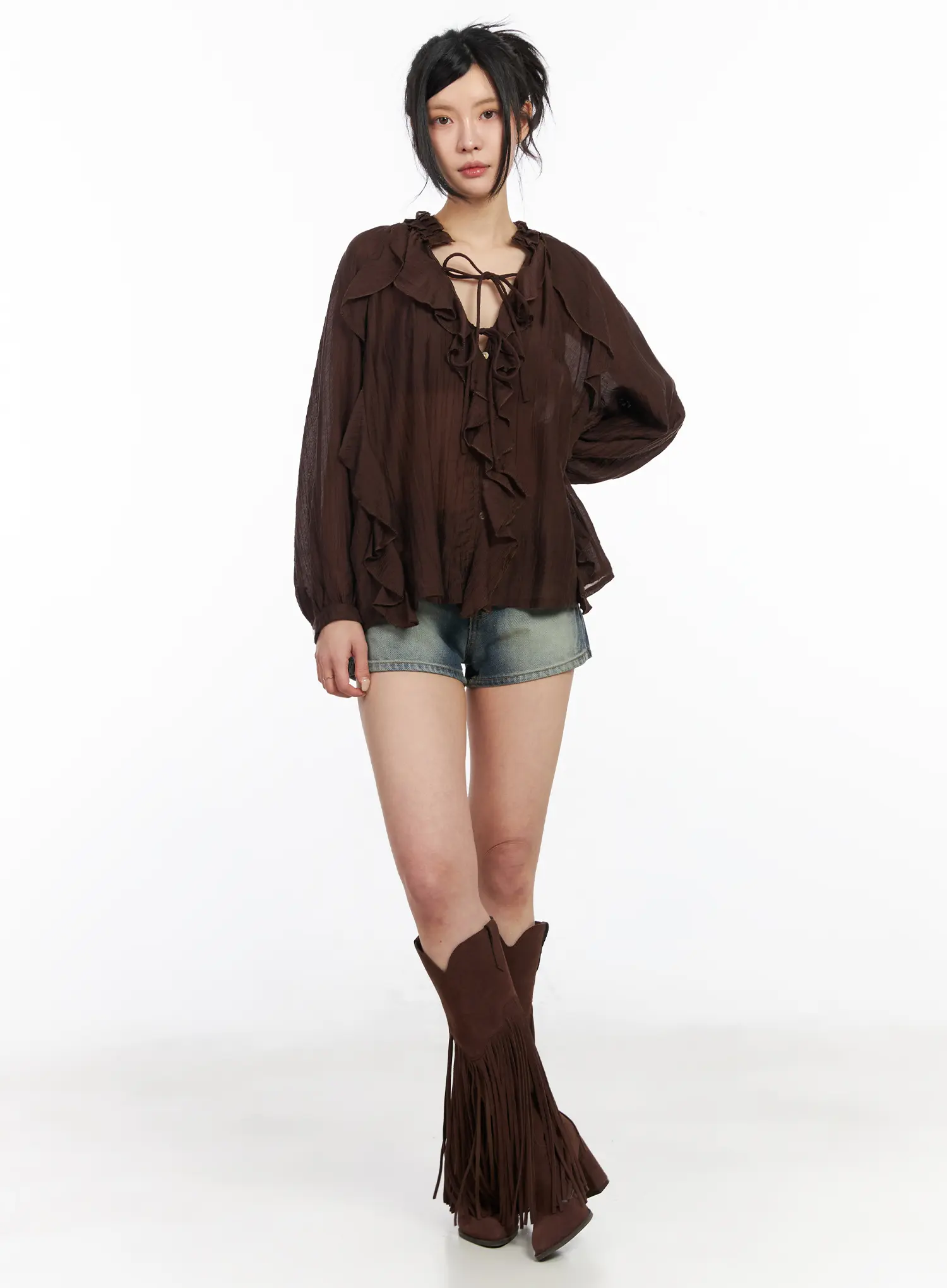 Sheer Ruffle Blouse CM517 - Image 5