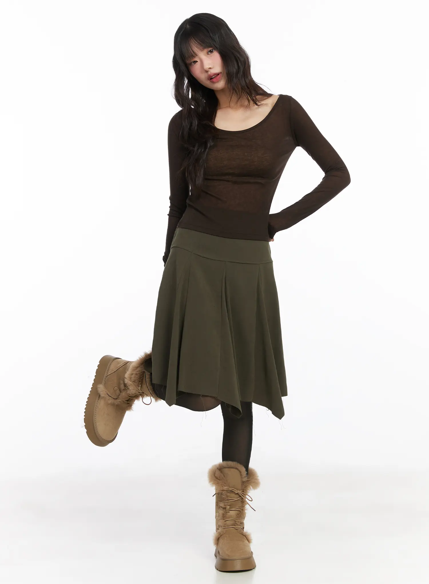 Sheer Two-Way Long Sleeve Top CD531 - Image 4