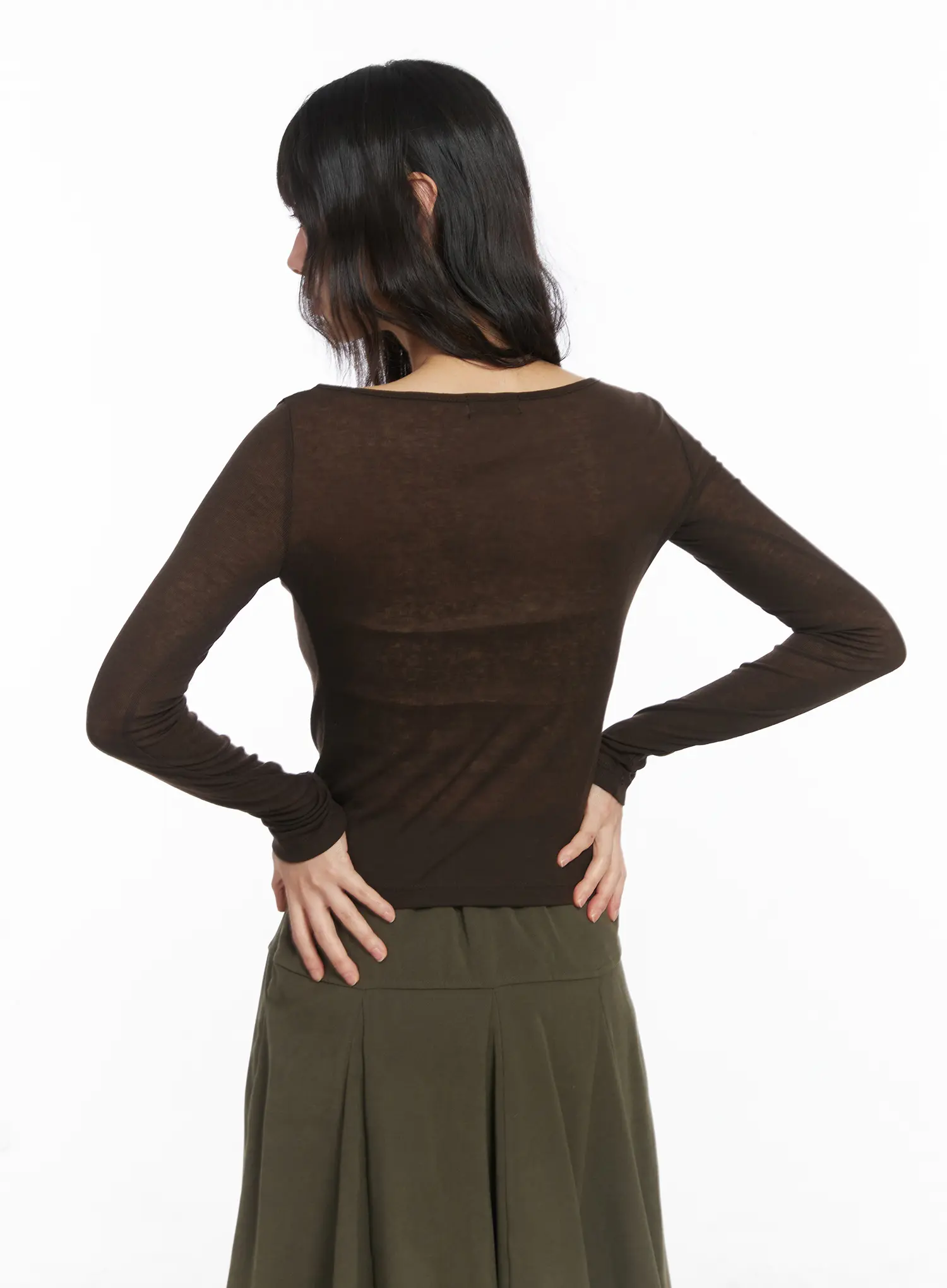 Sheer Two-Way Long Sleeve Top CD531 - Image 9