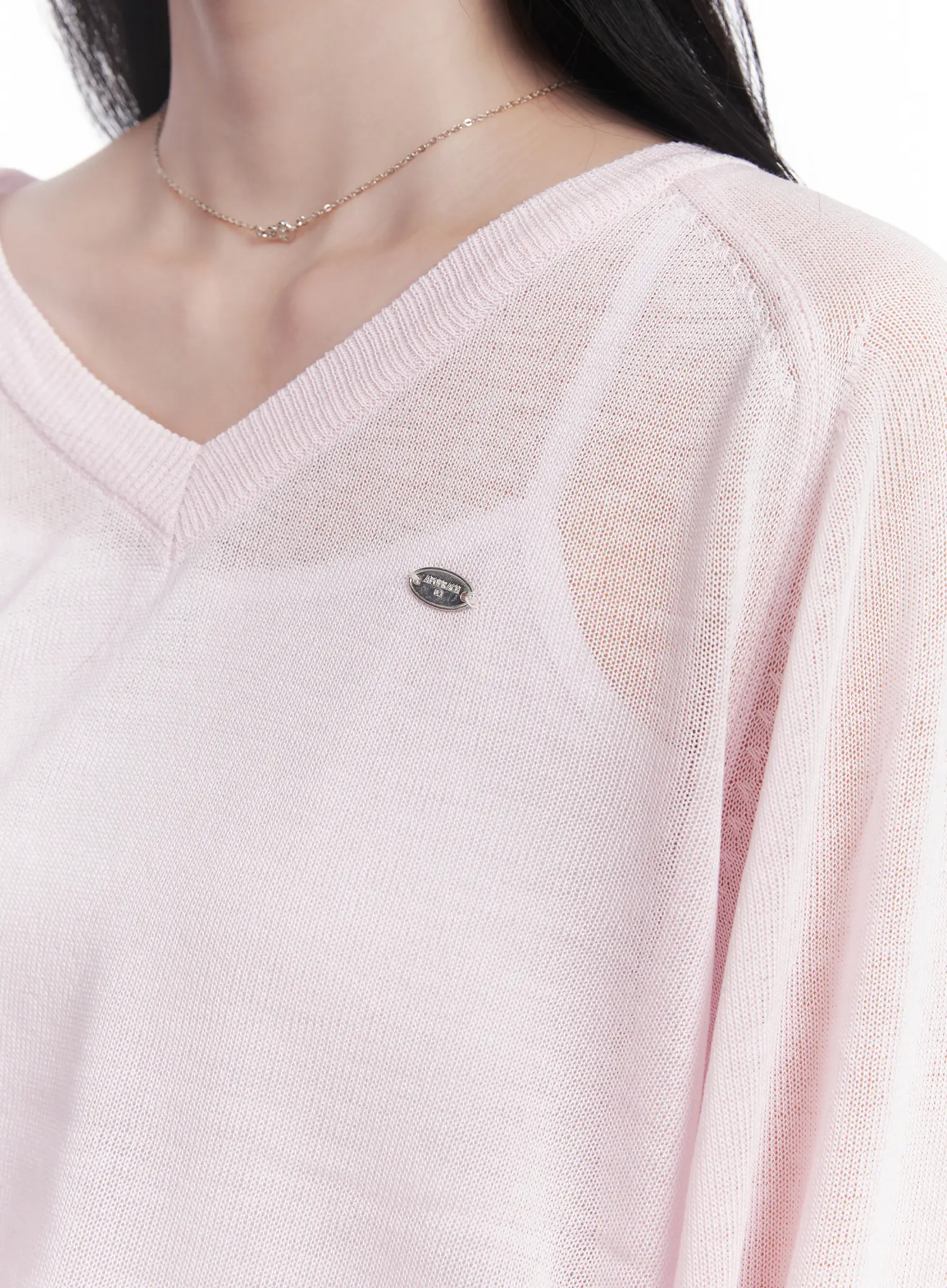Sheer V-Neck Sweater CU523 - Image 3