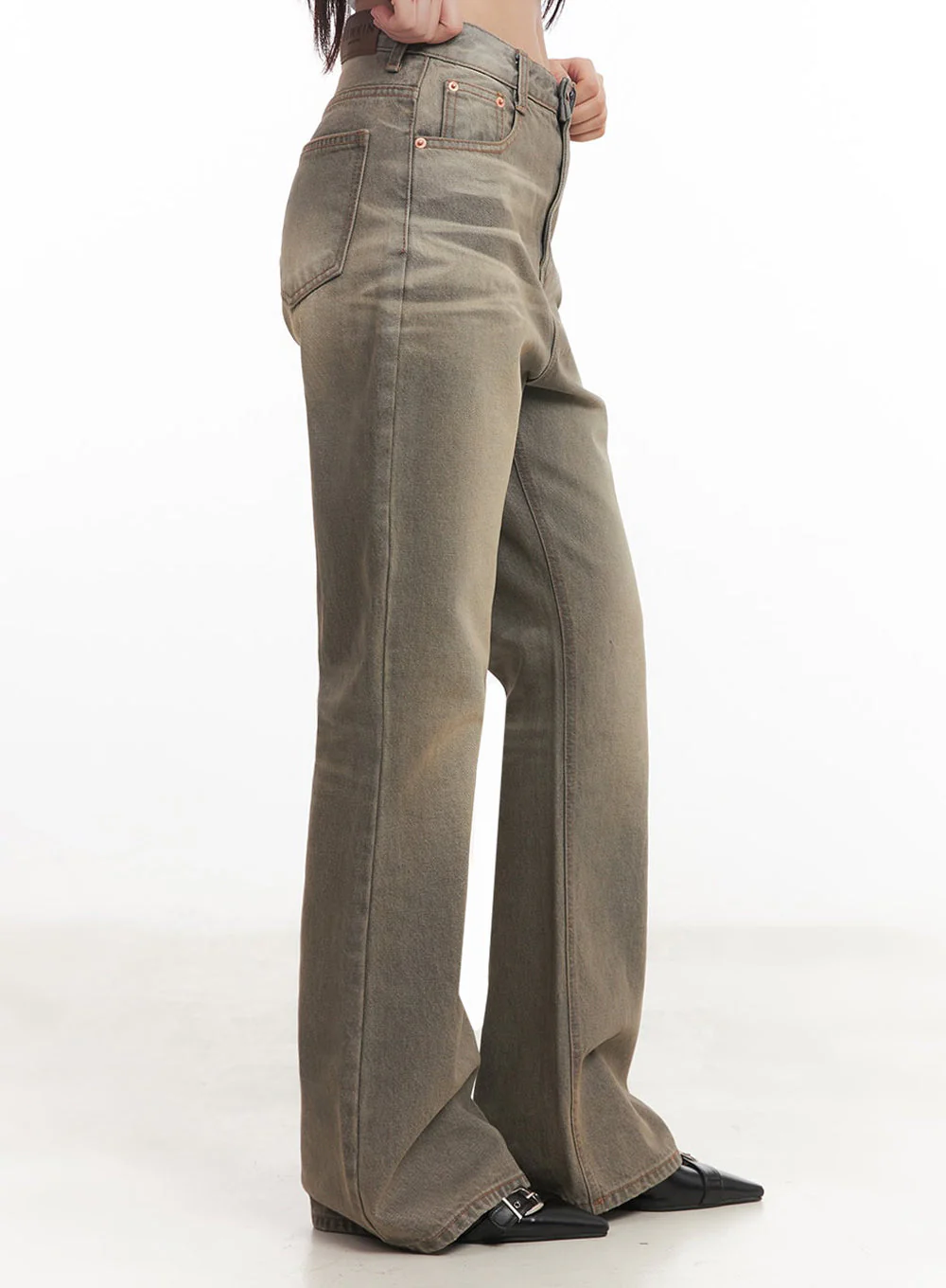 Sherry Washed Slim-Fit Bootcut Jeans IM528 - Image 10
