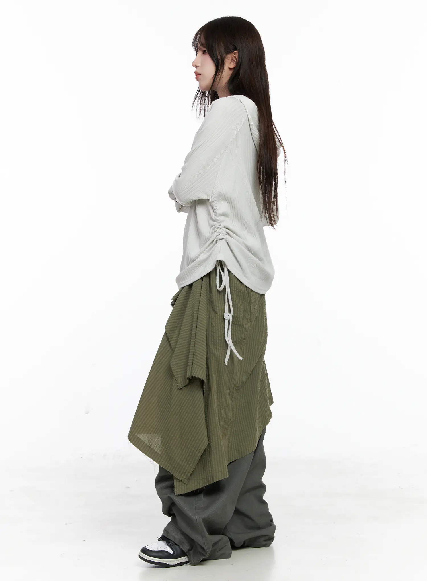 Shirred Button Hoodie CO520 - Image 4