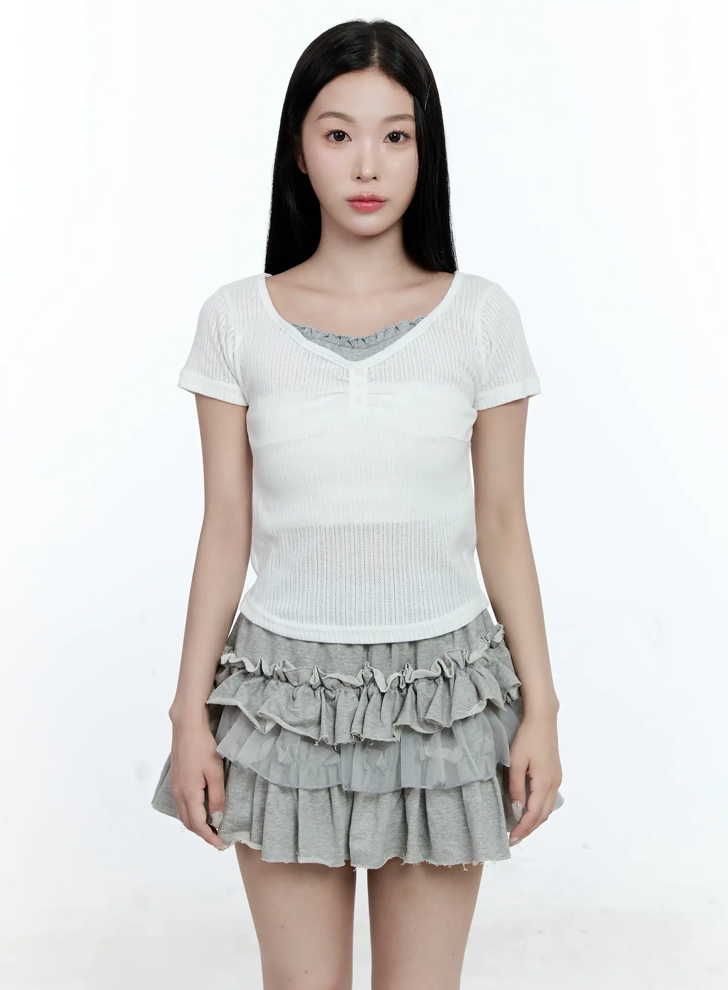 Shirred Button Tee CG511