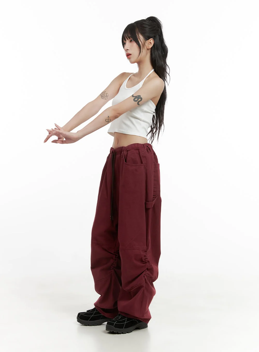 Shirred Cotton Banded Pants (UNISEX) CG420 - Image 7