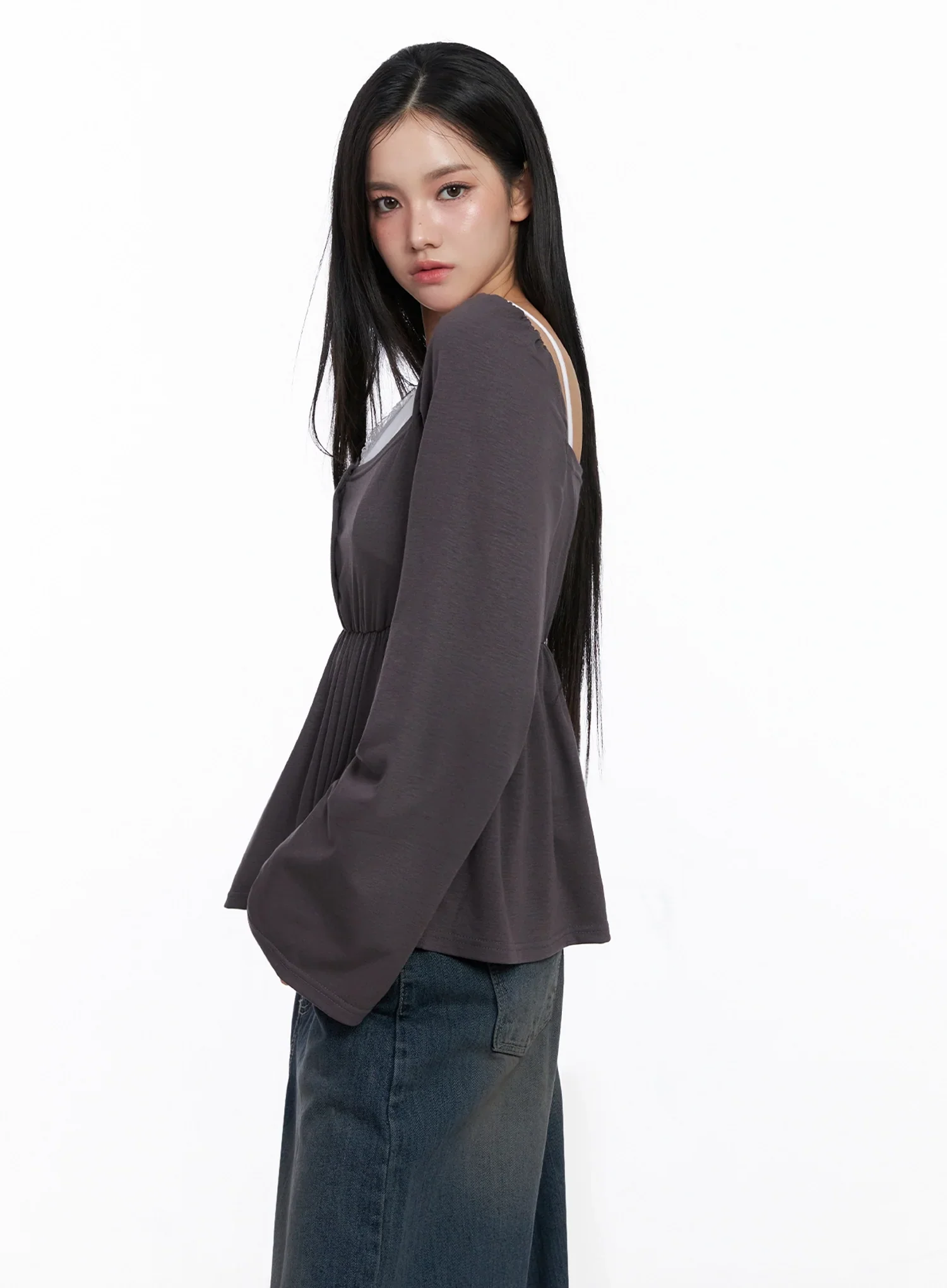 Shirred Flowy Buttoned Long Sleeve IS525 - Image 7