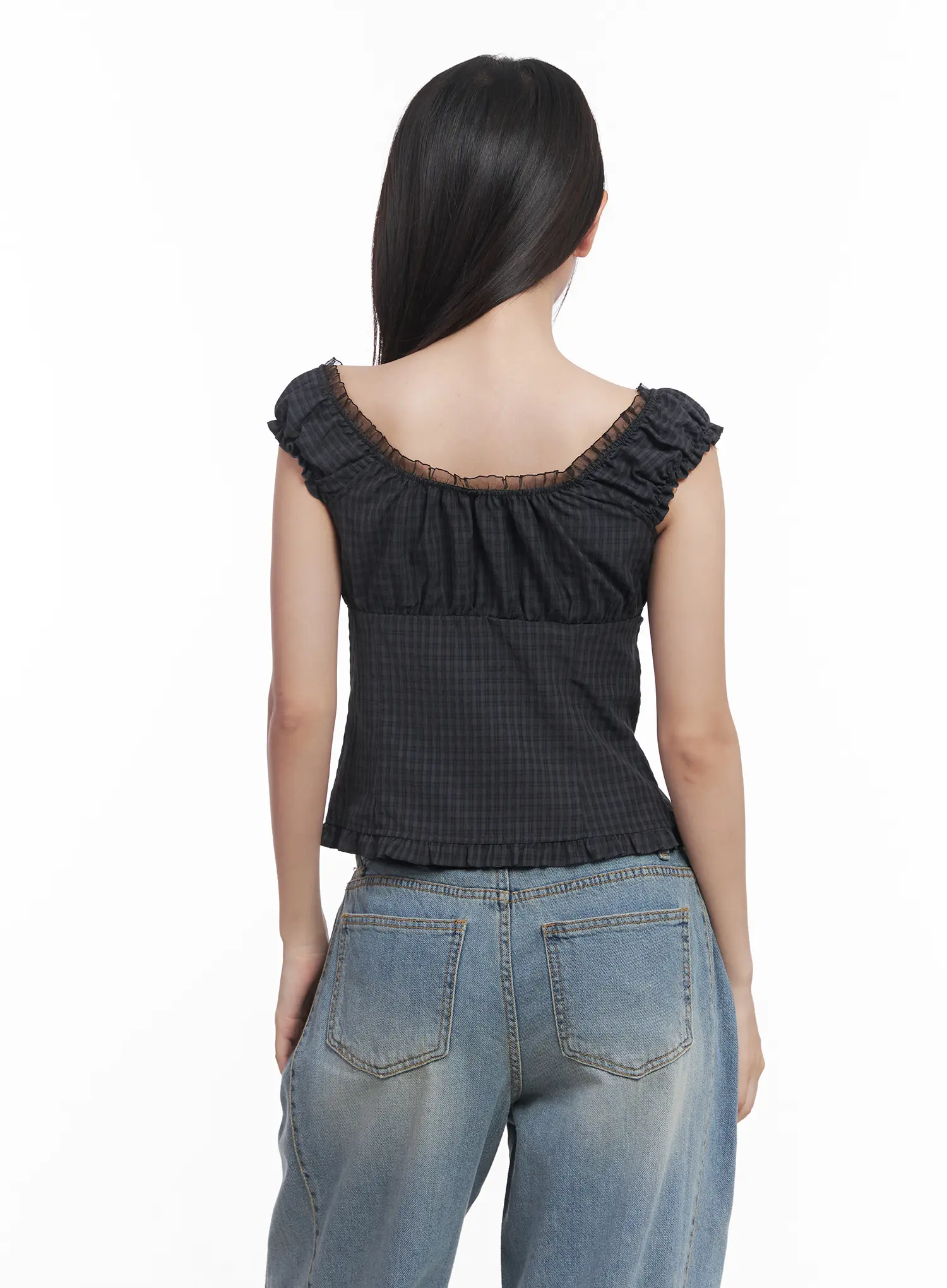 Shirred Frill Sleeveless Top CU516 - Image 4