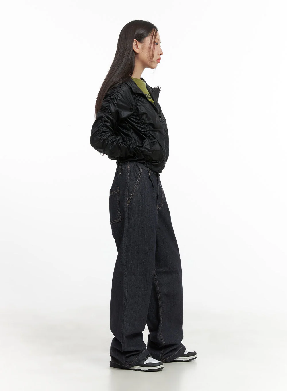Shirred Hooded Nylon Crop Jacket CO402 - Image 3