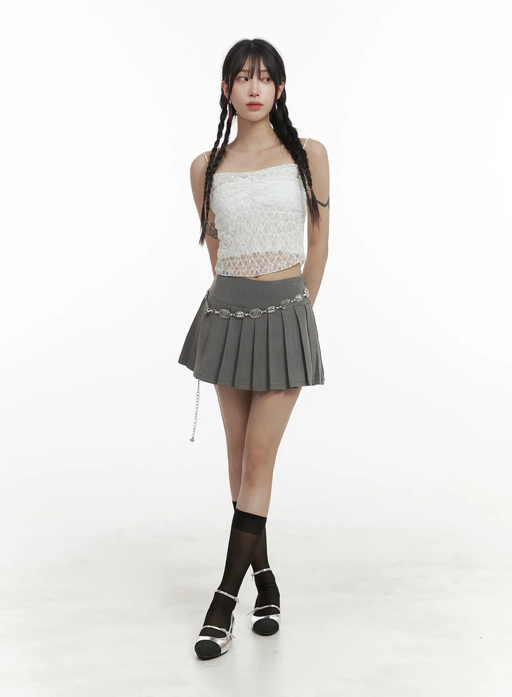 Shirred Lace Crop Cami Top OA425 - Image 2