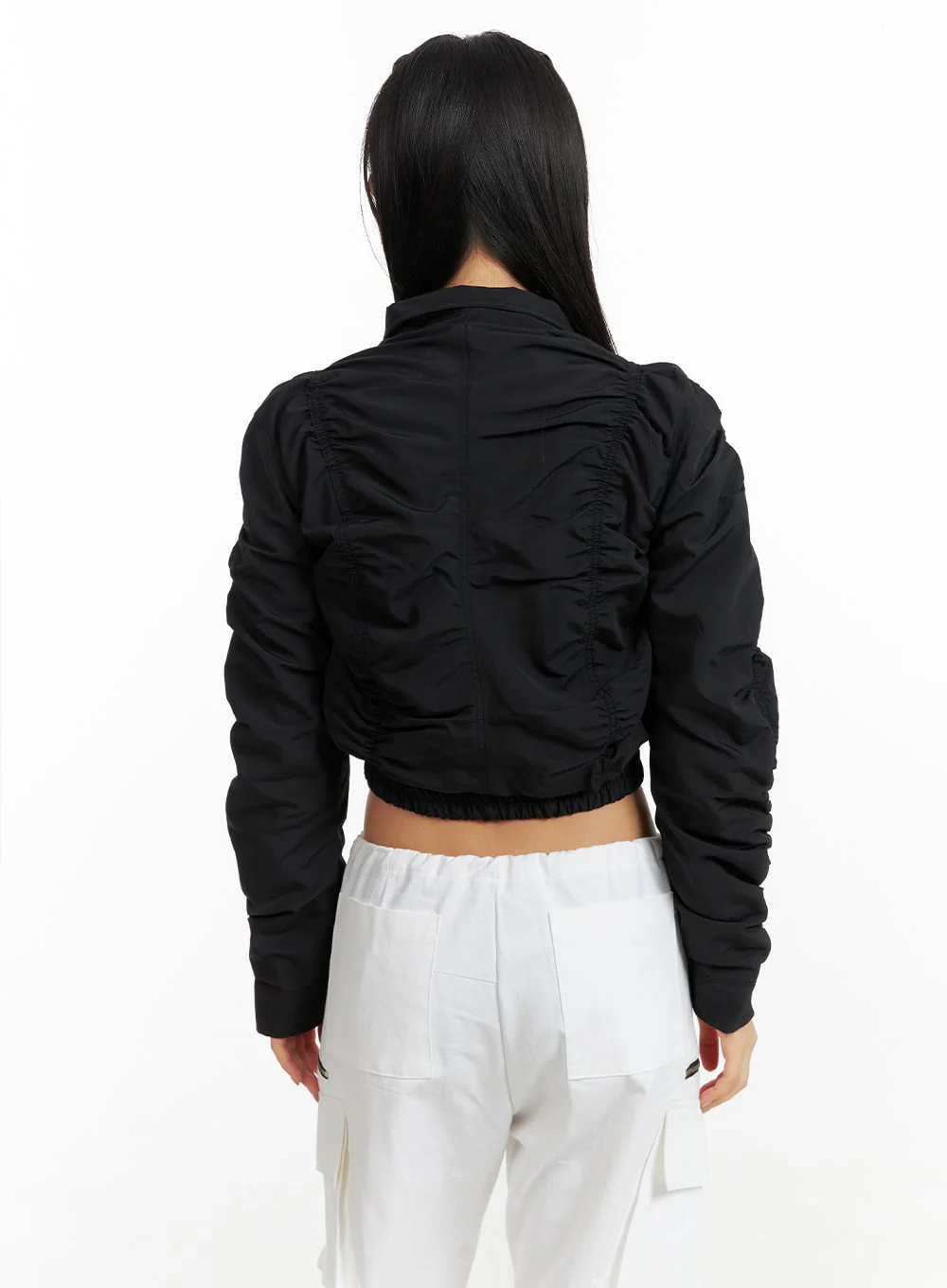 Shirred Nylon Crop Jacket CF414 - Image 7