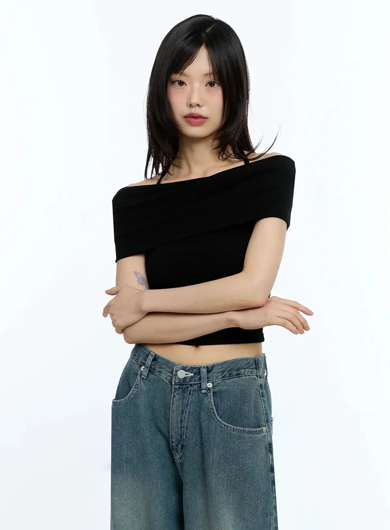 Shirred Off-Shoulder Short-Sleeve Tee IU525 - Image 16