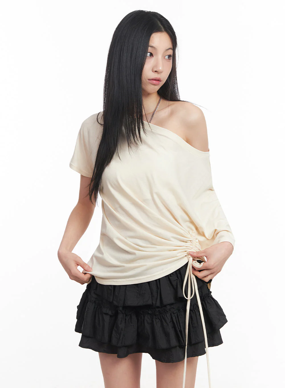 Shirred One-Shoulder Top IY516 - Image 7
