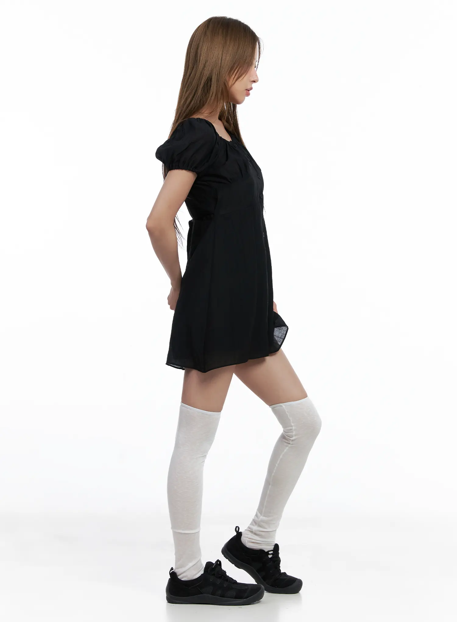 Shirred Puff-Sleeve Mini Dress CL510 - Image 6