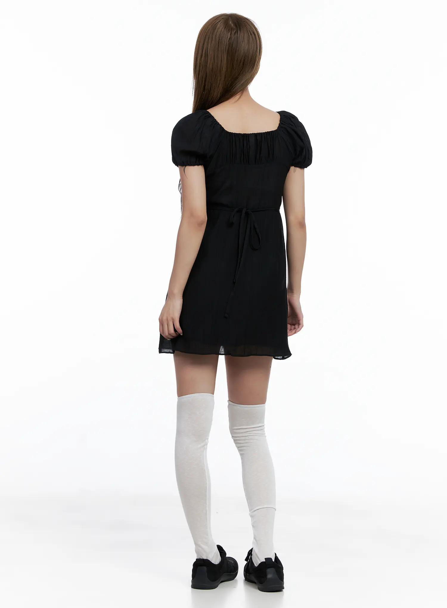 Shirred Puff-Sleeve Mini Dress CL510 - Image 9