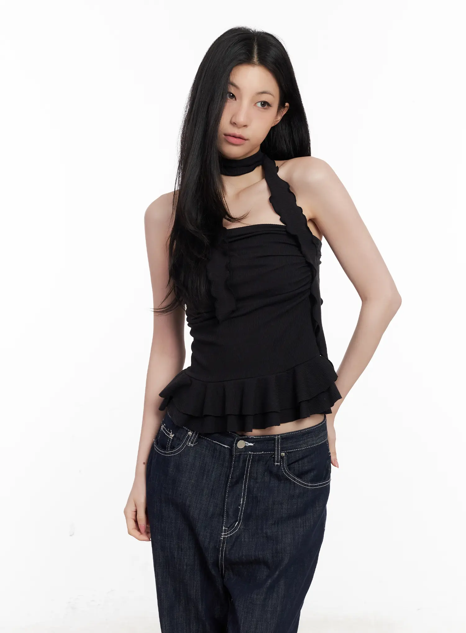 Shirred Ruffle Tube Top and Scarf Set CL501 - Image 11