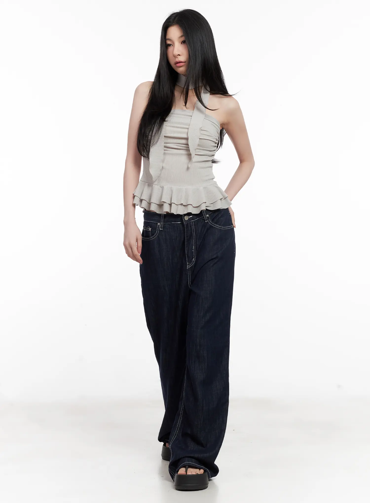 Shirred Ruffle Tube Top and Scarf Set CL501 - Image 12