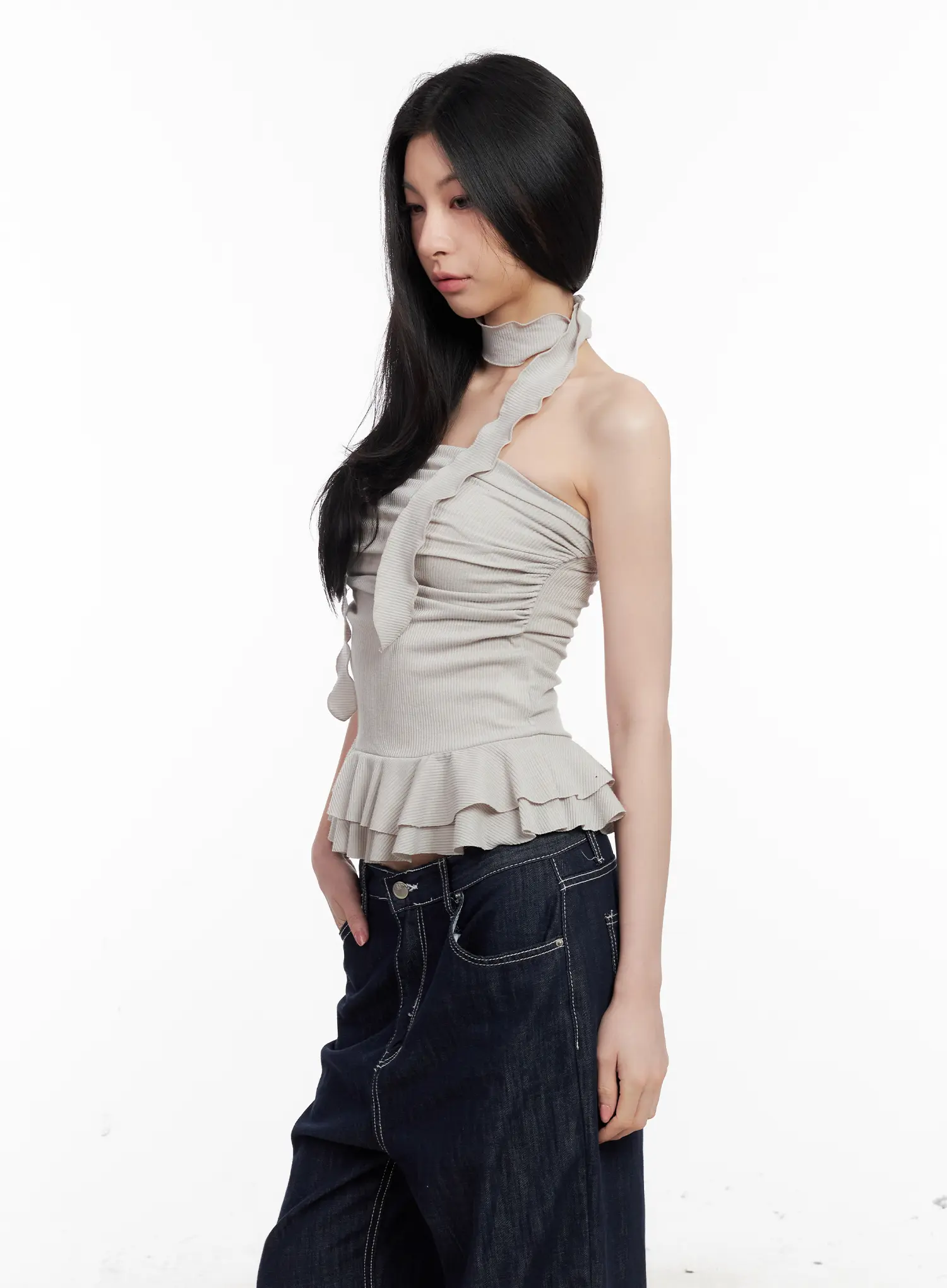 Shirred Ruffle Tube Top and Scarf Set CL501 - Image 16
