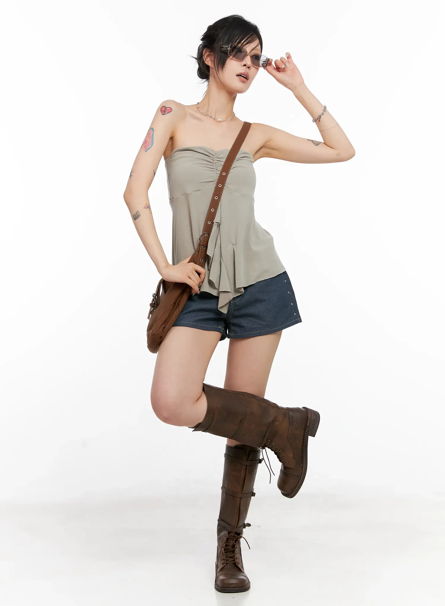 Shirred Ruffle Tube Top CL525 - Image 10