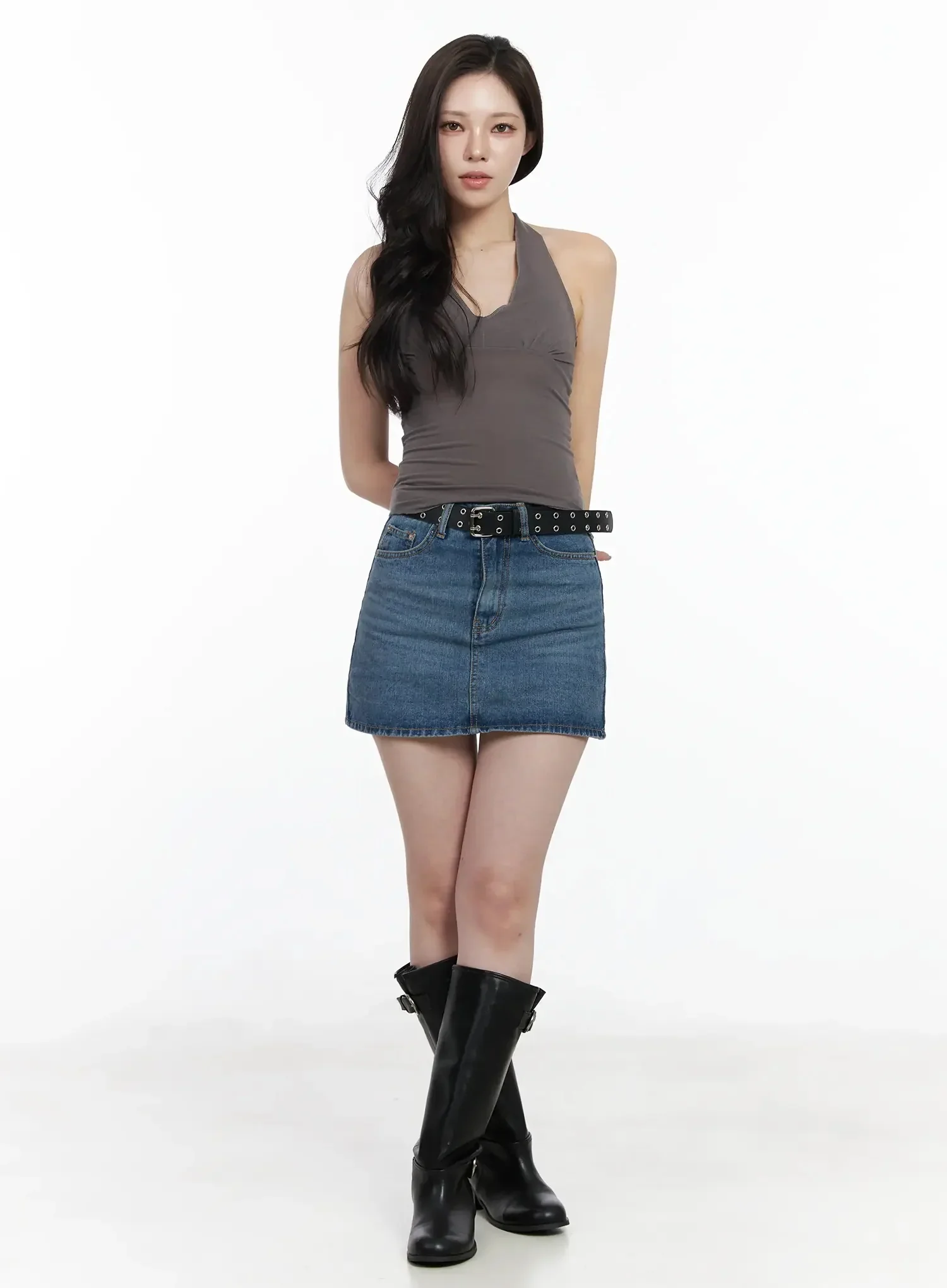 Shirred Sleeveless Halter Neck Tank Top IJ528 - Image 4