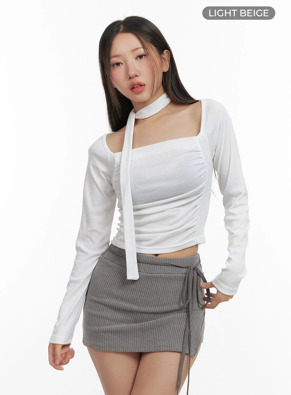Shirred Square Neck Crop Top CO417 - Image 9