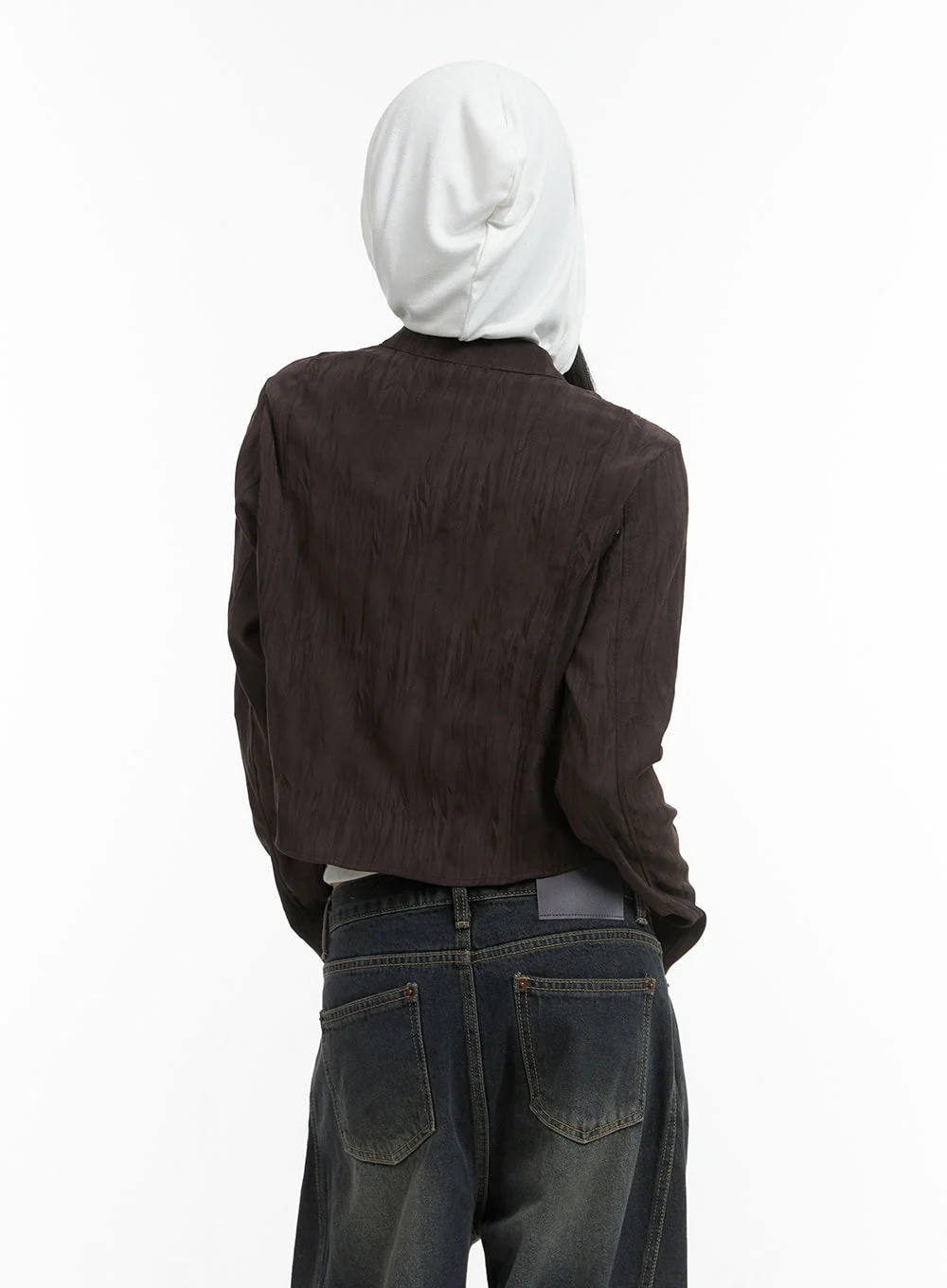 Shirred Suede Slim Crop Jacket CO410 - Image 6
