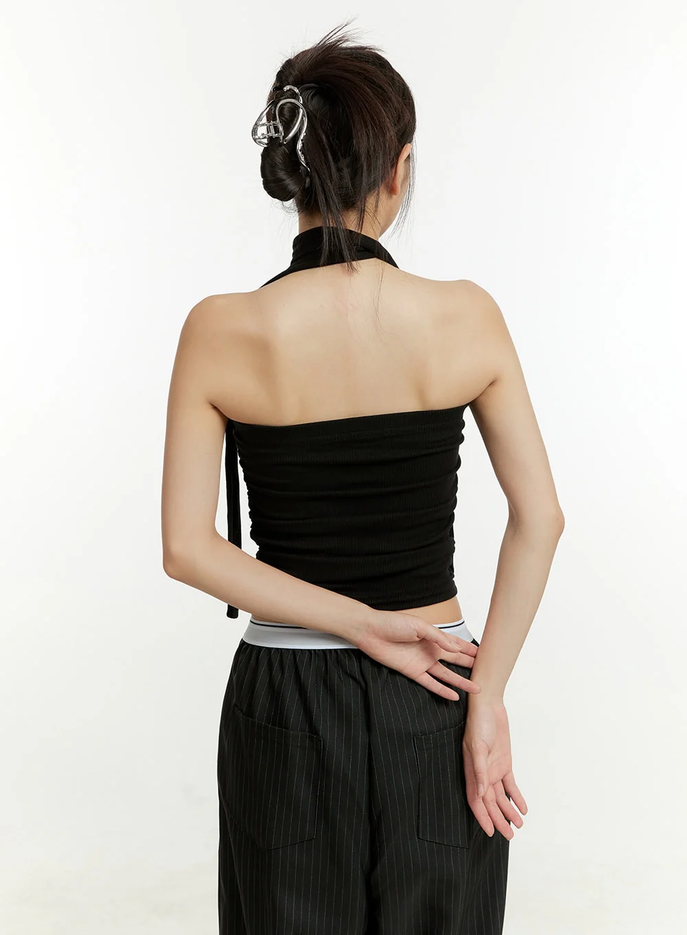Shirred Tube Top with Thin Scarf Set CU426 - Image 5