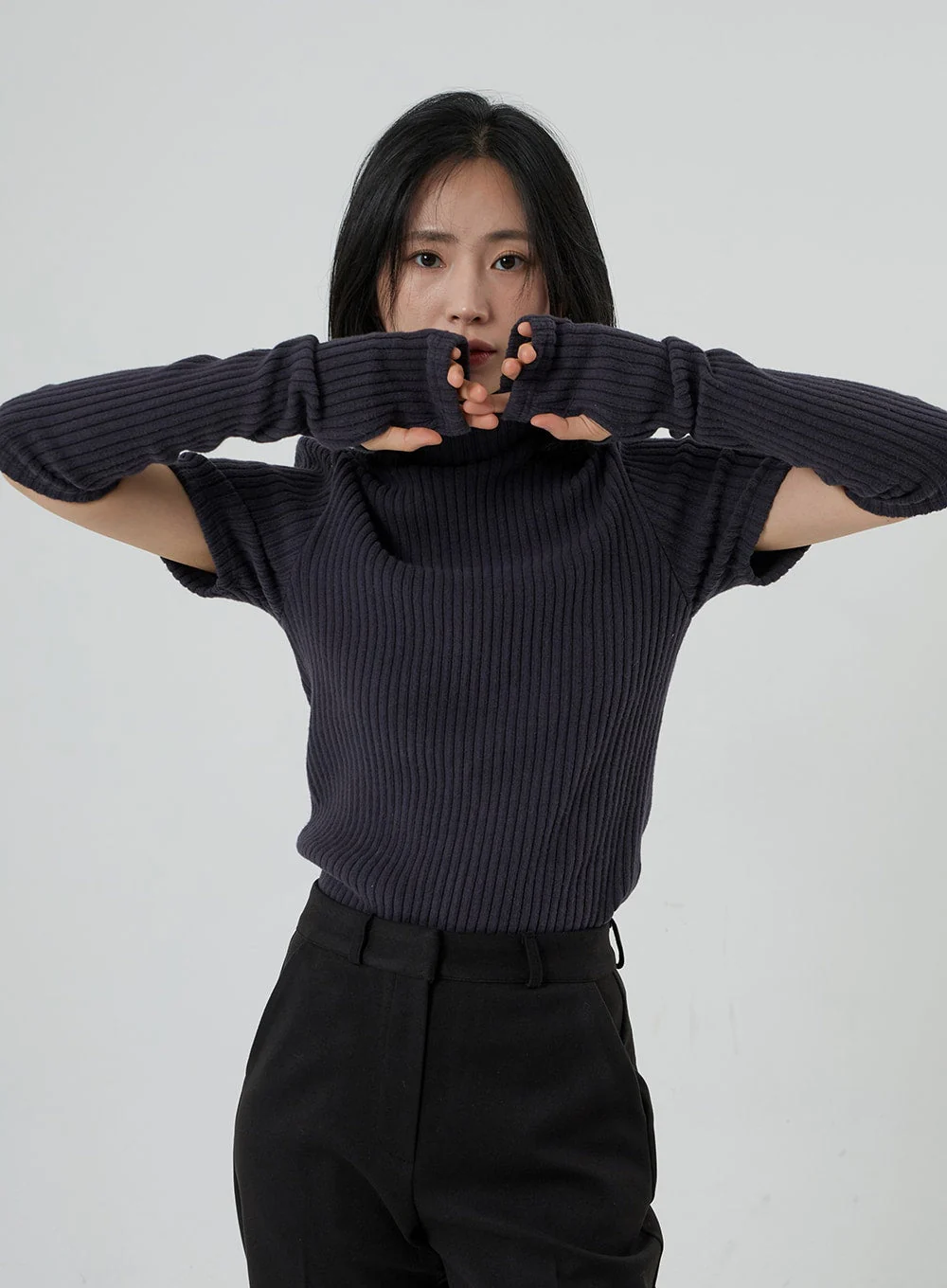 Short Sleeve Knit Turtleneck And Warmer Set OD13 - Image 7